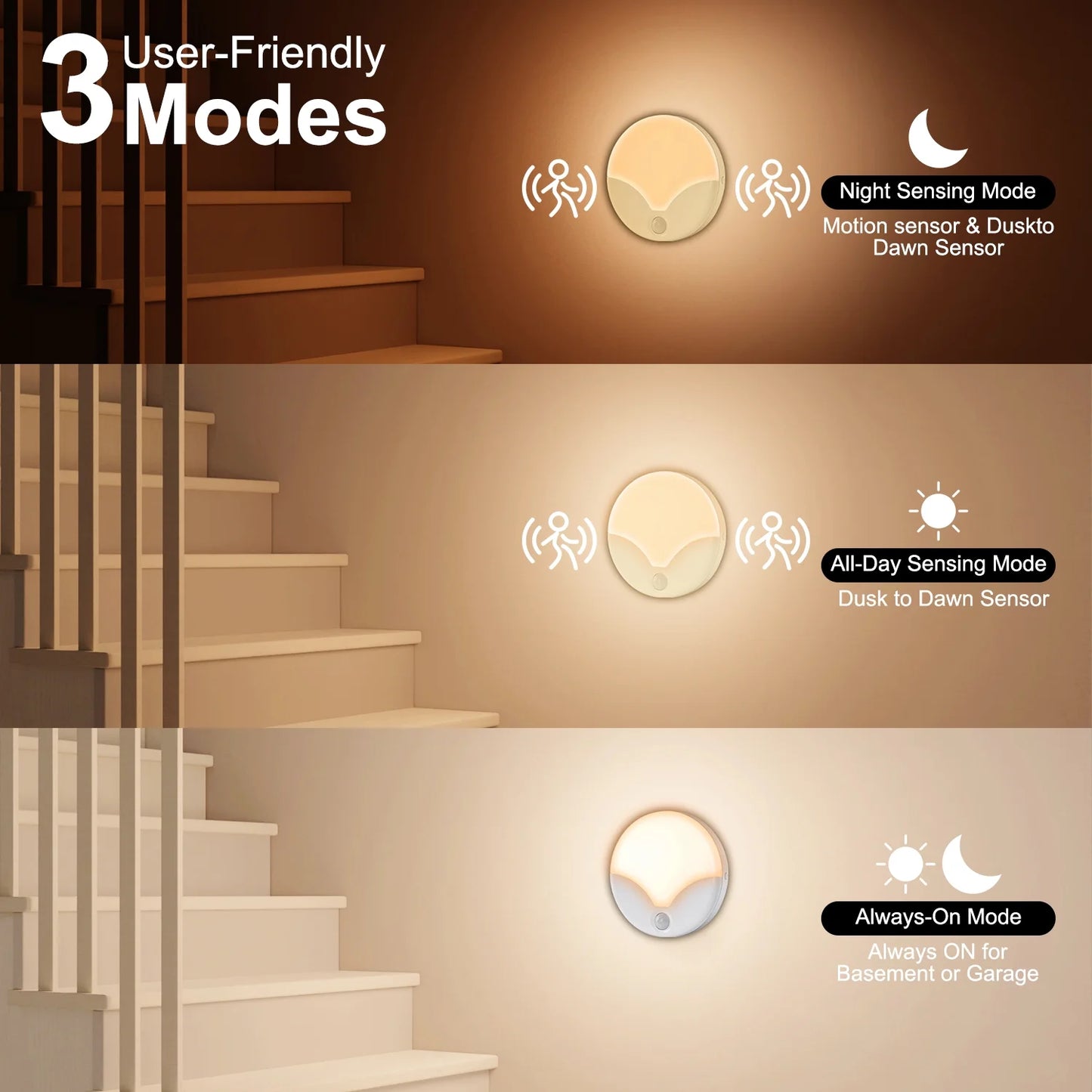 LOFTER-PRO Night Light, LED Motion Sensor Closet Lights, Wireless LED Under Cabinet Lights Stick-on Safe Night Light, Adjustable Brightness Warm White Lights for Bedroom, Kitchen, 2 Pack