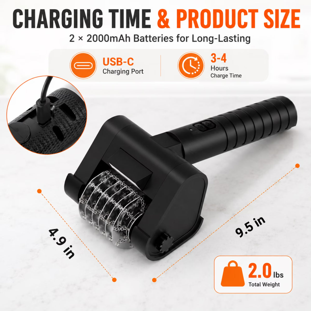 Panpaddle Electric Grill Brush Spin Power Brush - Bristle-Free 350 RPM with LED