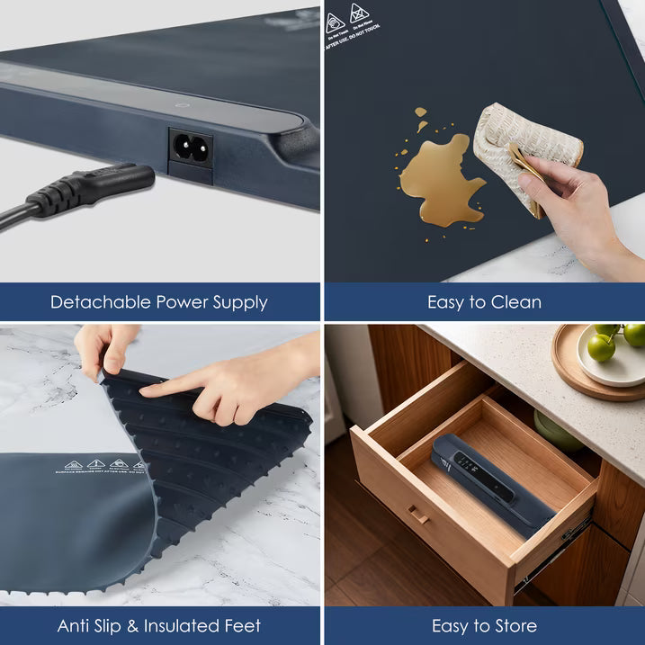 KAIPARA Food Warming Mat 25.6"x15", Full Surface Heating in 10s, Multiple Temp Settings & Timer, Portable Warmer for Parties