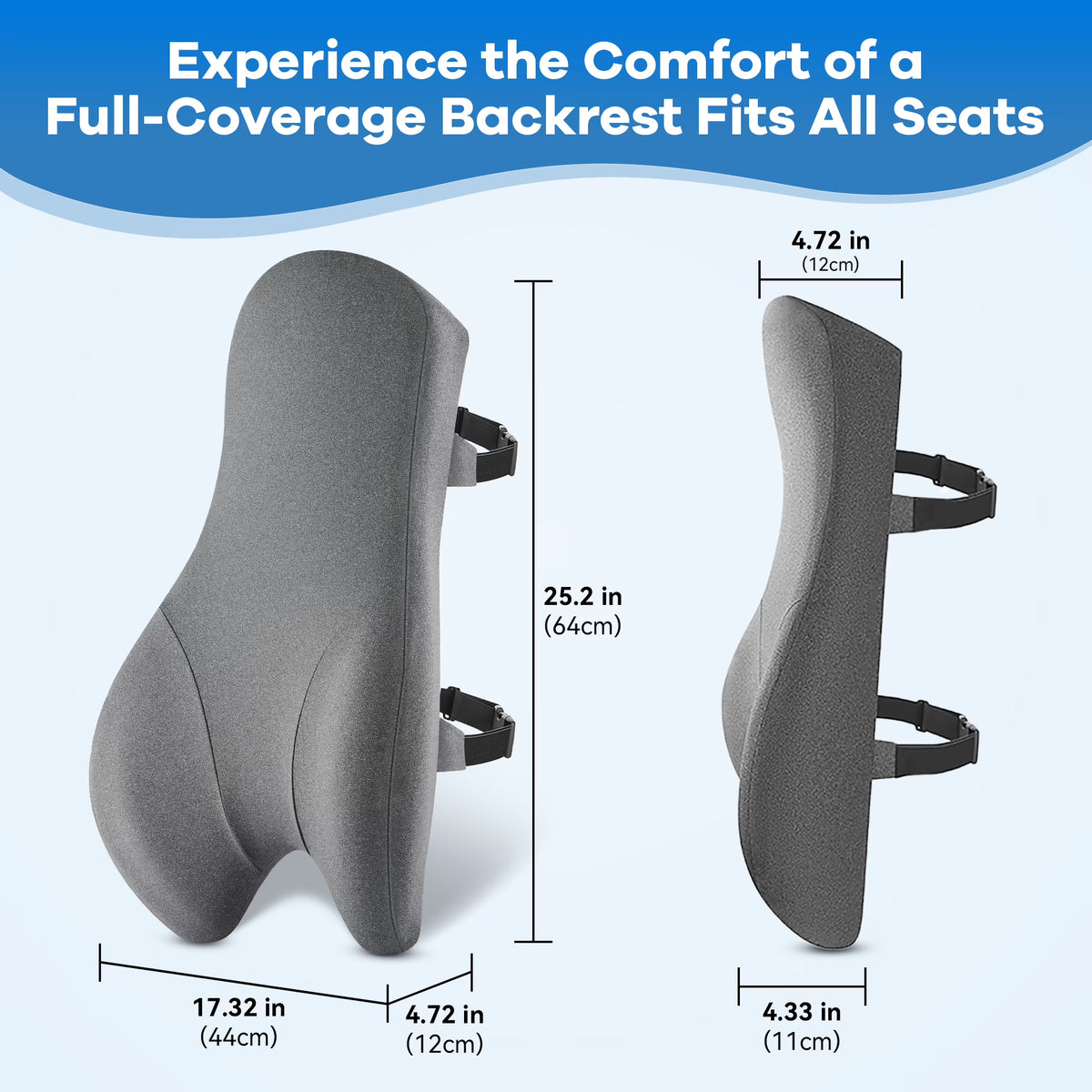 Kaipara Memory Foam Lumbar Support Pillow - Ergonomic Back Cushion - Gray
