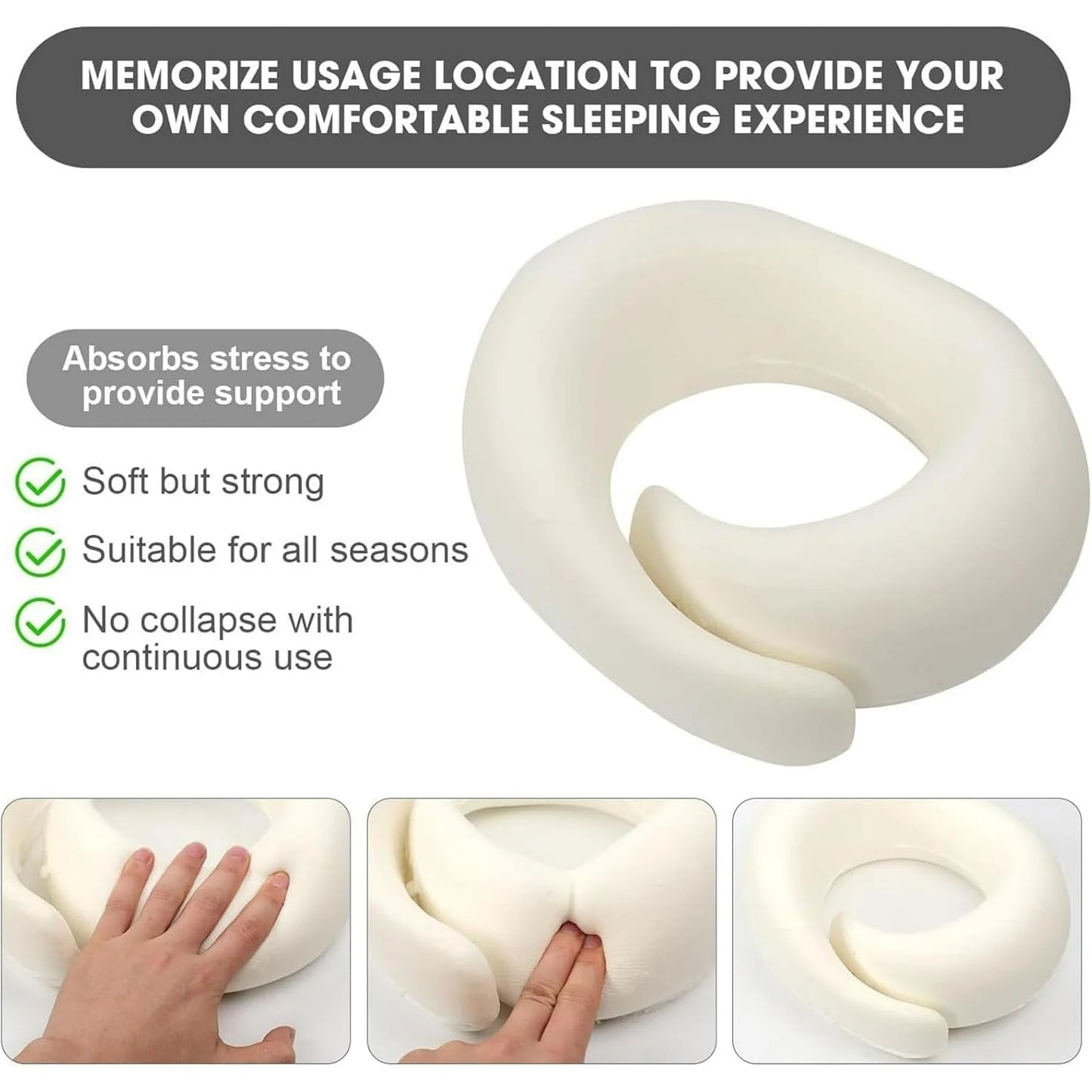 MOONORAH Travel Pillows for Airplanes, Travel Neck Pillow Travel Pillow, 360° Support Memory Foam Travel Pillow with 3D Contoured Eye Mask, Earplugs and Storage Bag for Airplanes Offices, Cars, Gray