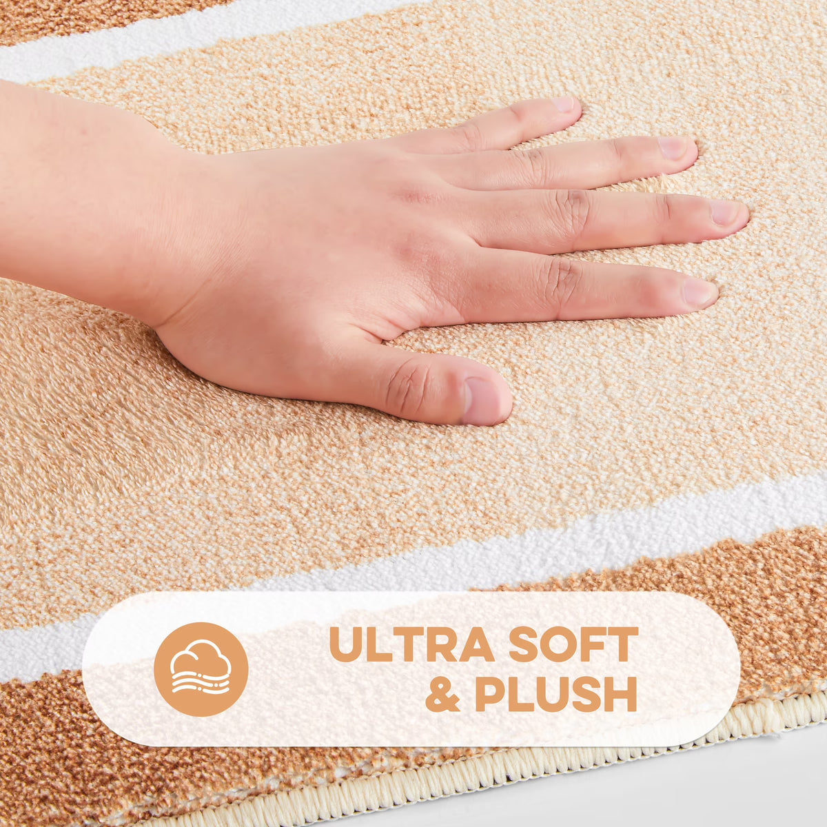 Onekawa Bath Mat - Soft Absorbent Microfiber, Non Slip - 16" x 24", Brown