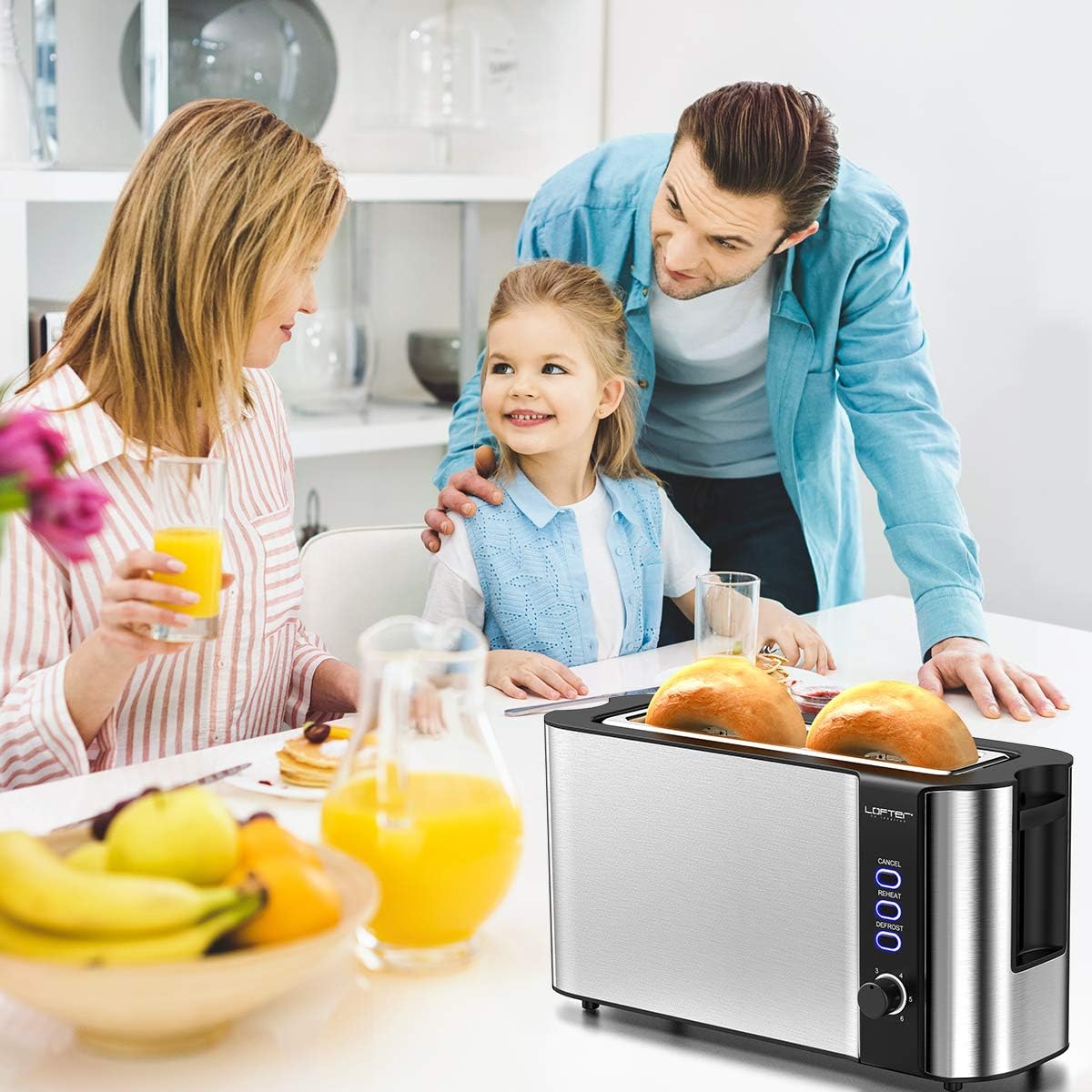 LOFTER Long Slot Toaster, 2 Slice Toaster Best Rated Prime with Warming Rack, 1000W 