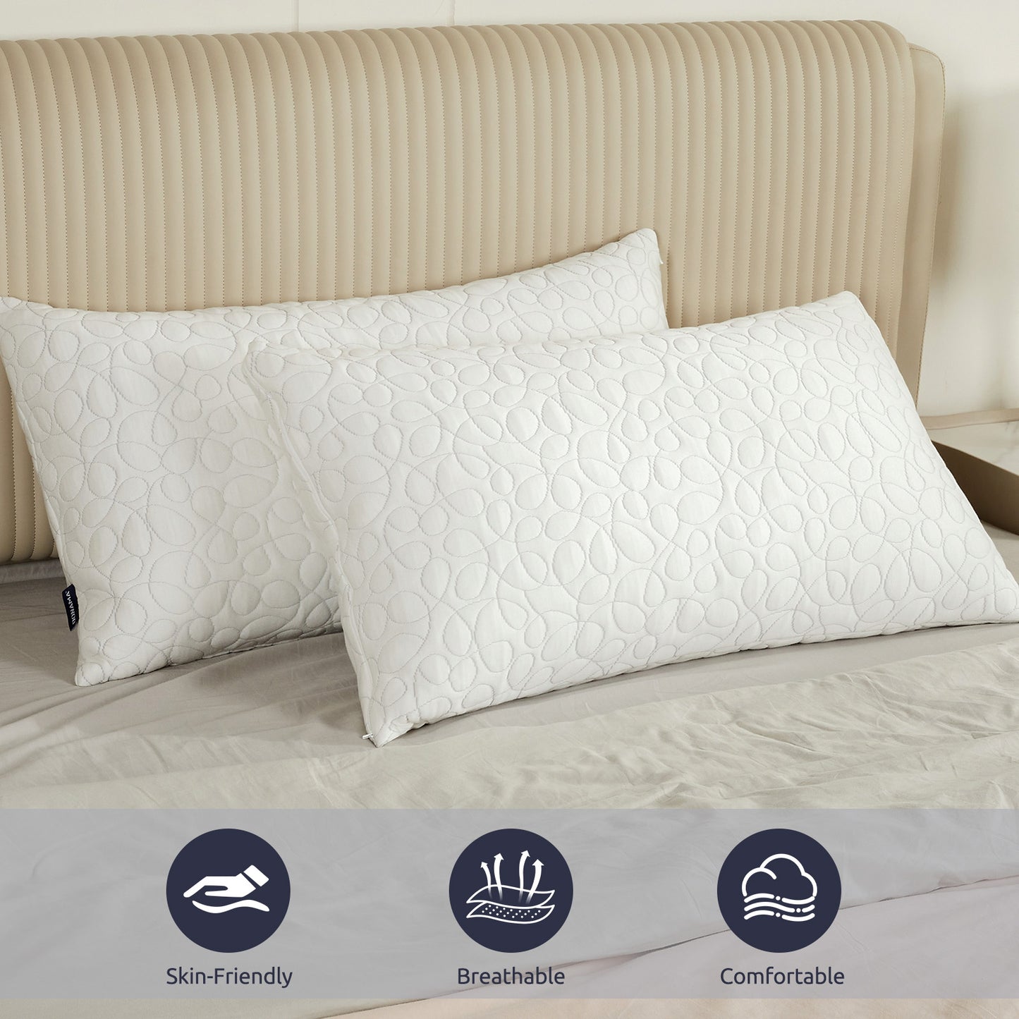 Adjustable Bed Pillows for Sleeping, Shredded Memory Foam Pillows with 200g Extra Filling, Breathable Back Stomach and Side Sleeper Pillow with Washable Pillowcase-King Size (20"x 36")