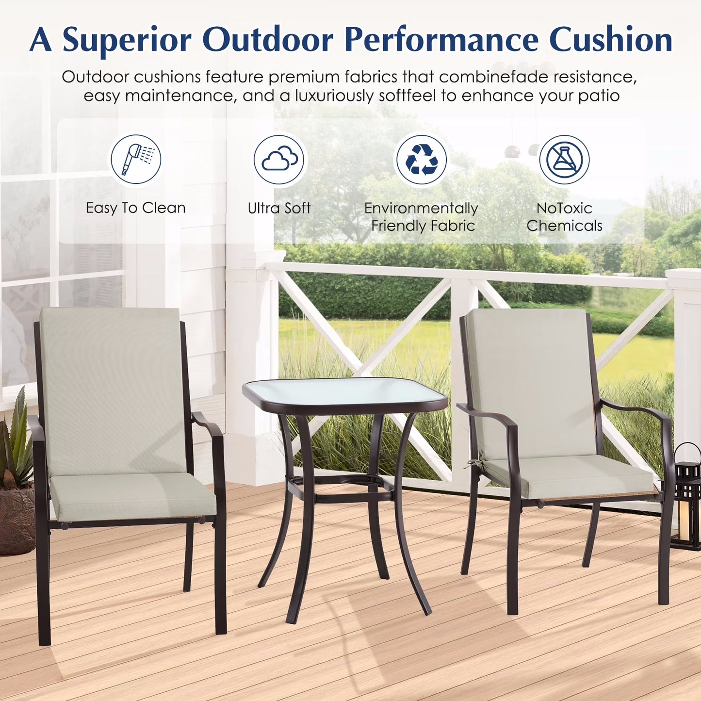 Lafaytte Outdoor Chair Cushions, Thick Patio Seat Cushions Outdoor Chair Pads, 42"L x 18"W Rectangle Waterproof Outdoor Chair Cushion Garden Sofa Couch Chair Pads, Premium Comfortable, Gray