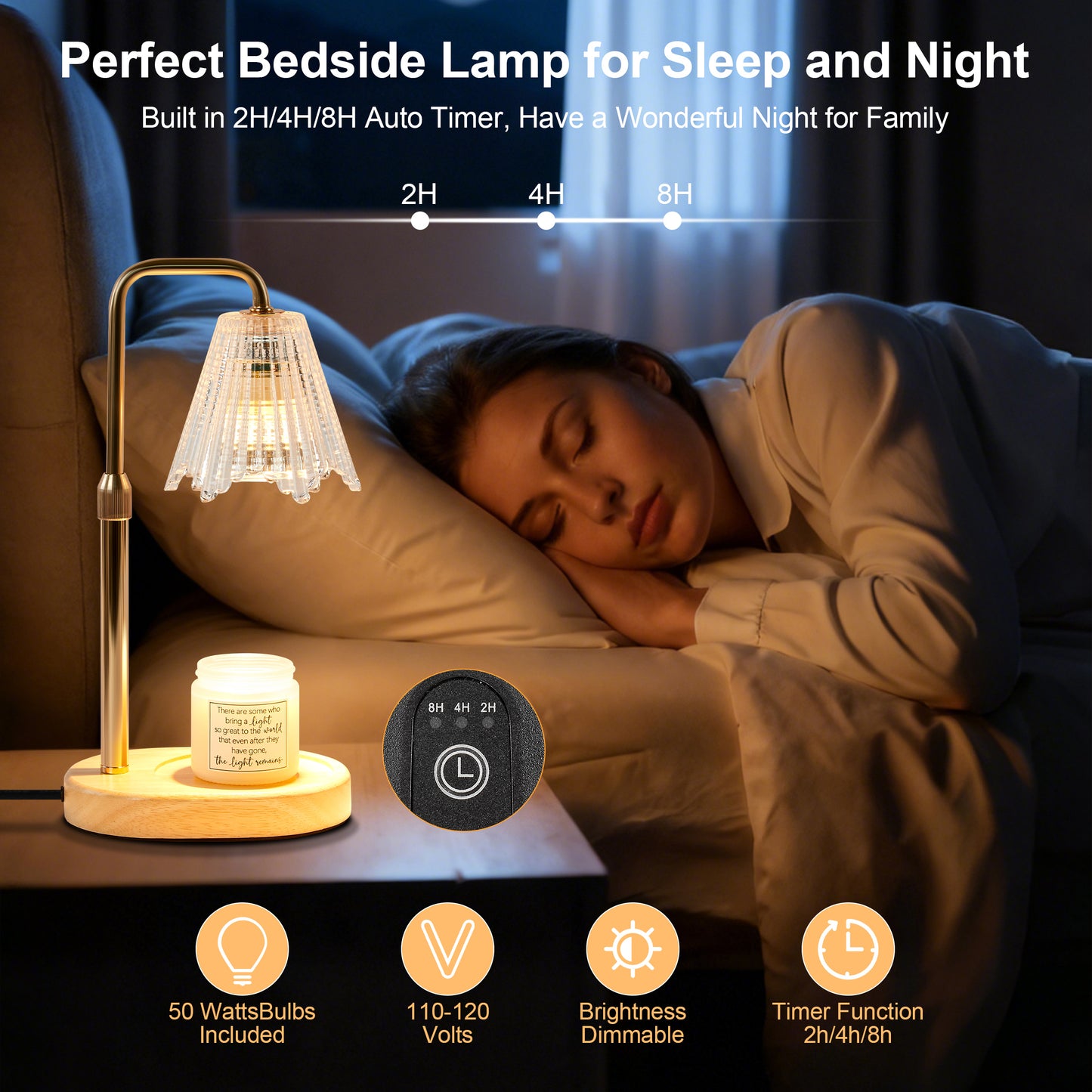 LOFTER-PRO Candle Warmer Lamp with Timer & RGB Lights, Adjustable Dimmable & Height - Electric Top Down Melting for All Jar Candles - Wax Melter Light for Home Decor (Includes 2 Halogen Bulbs)