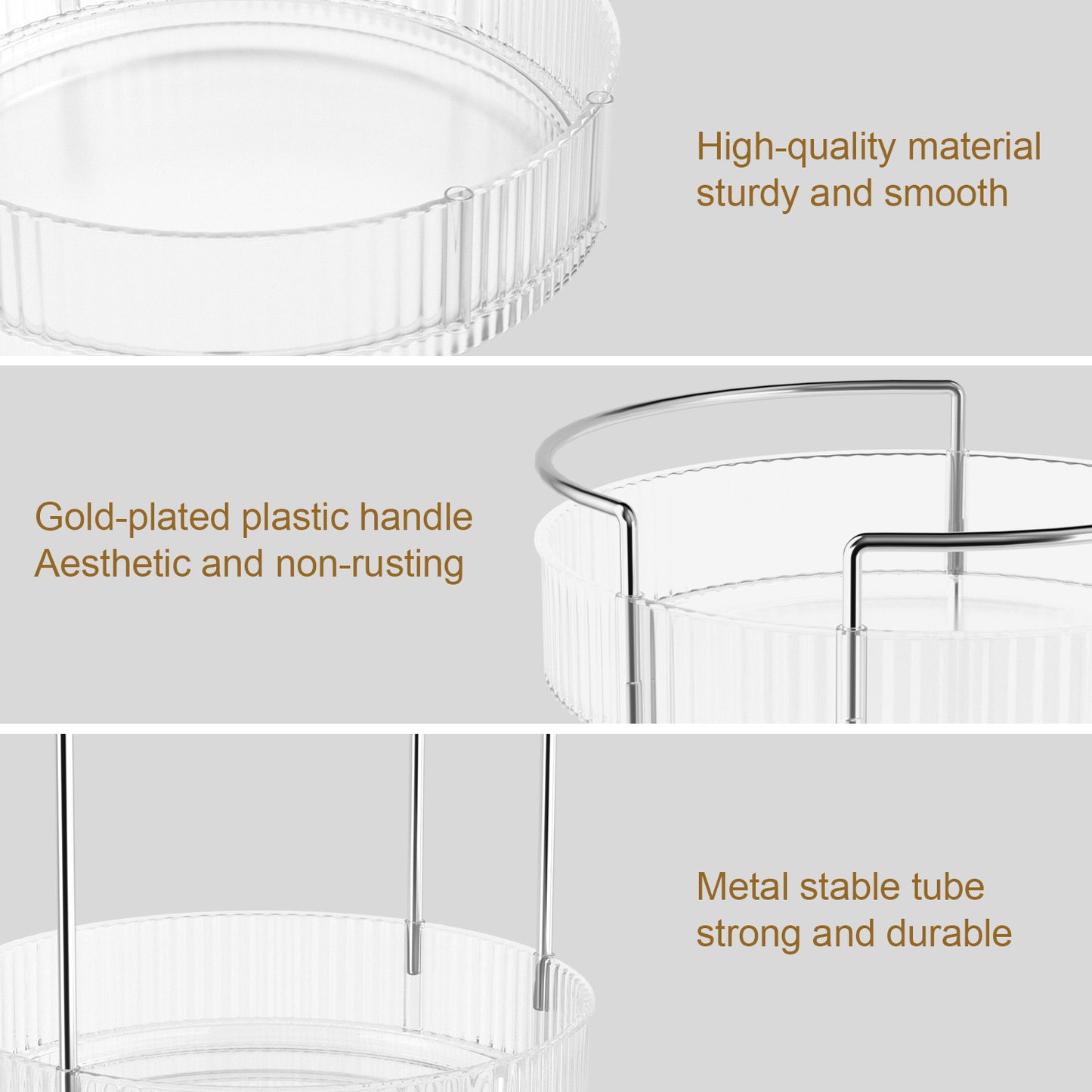 360° Rotating Makeup Organizer, Bathroom Makeup Holder, 3 Tiers Large Capacity Storage Shelf