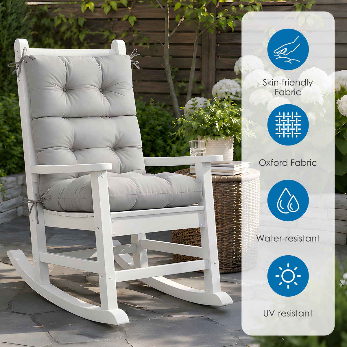 Panpaddle Outdoor Rocking Chair Seat and Back Cushion - Waterproof - 44 x 22 in