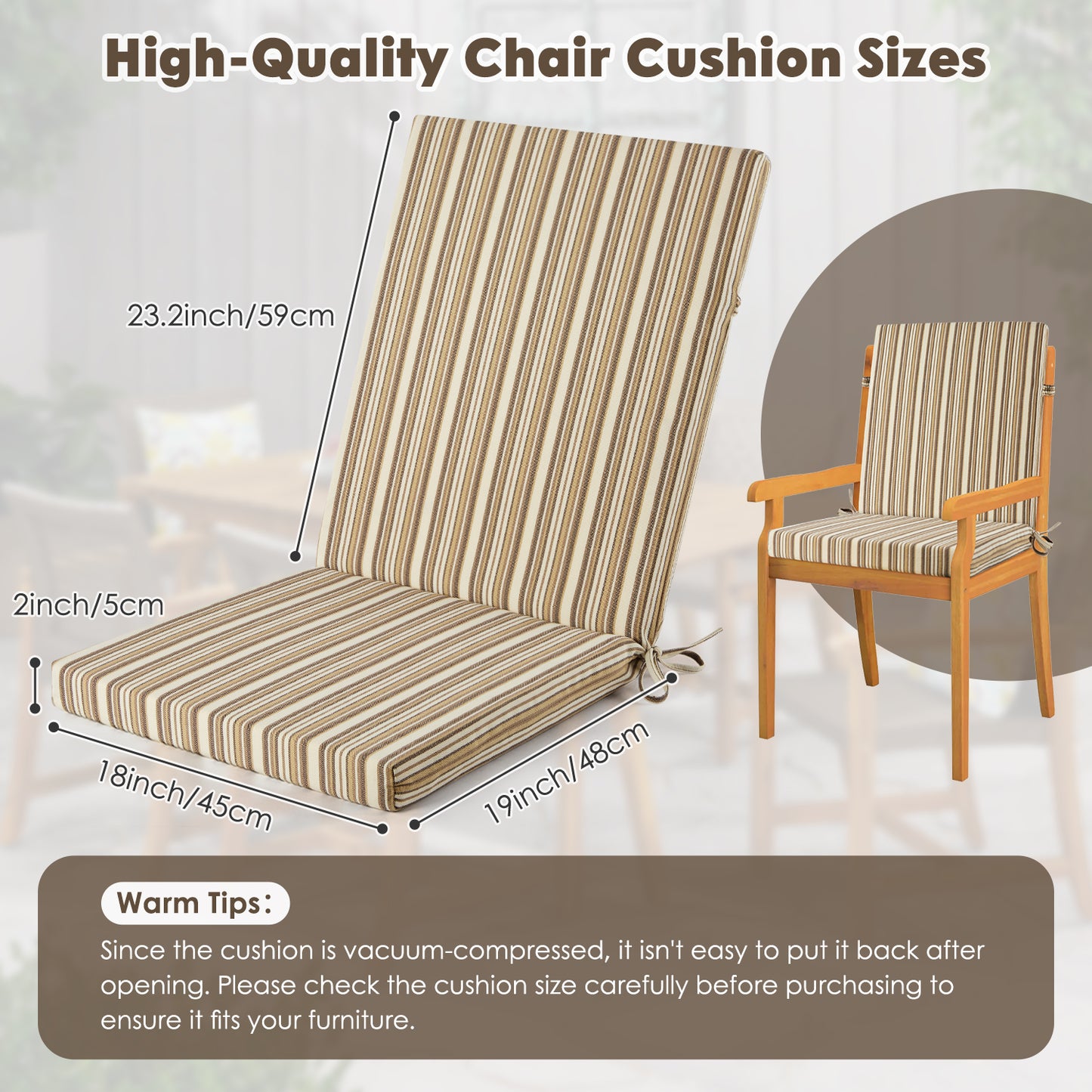 MOONORAH Outdoor Chair Cushions for Patio Furniture, 40"L x 18"W Rectangle Outdoor Chair Pads for Garden Sofa Couch Chair, Midback Chair, Rocking Chair, Waterproof Patio Seat Furniture Cushion