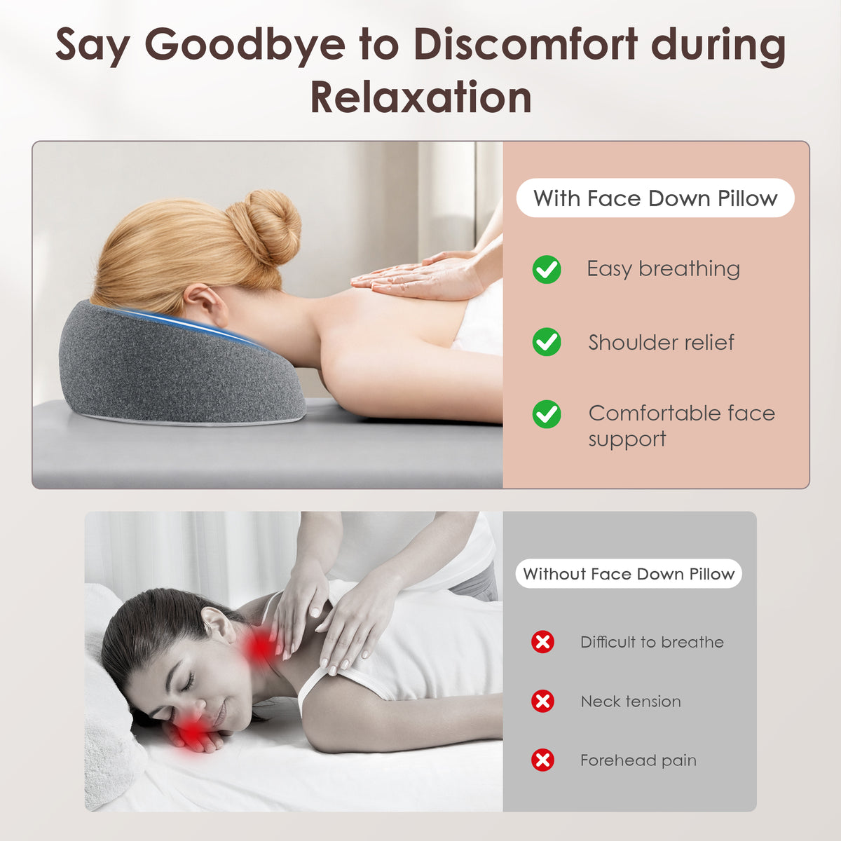 KAIPARA Face Down Pillow Massage Headrest for Bed, Memory Foam Pillow Face Cradle Support for Stomach Sleepers, Eye Post-Surgery Recovery and Spa Treatments
