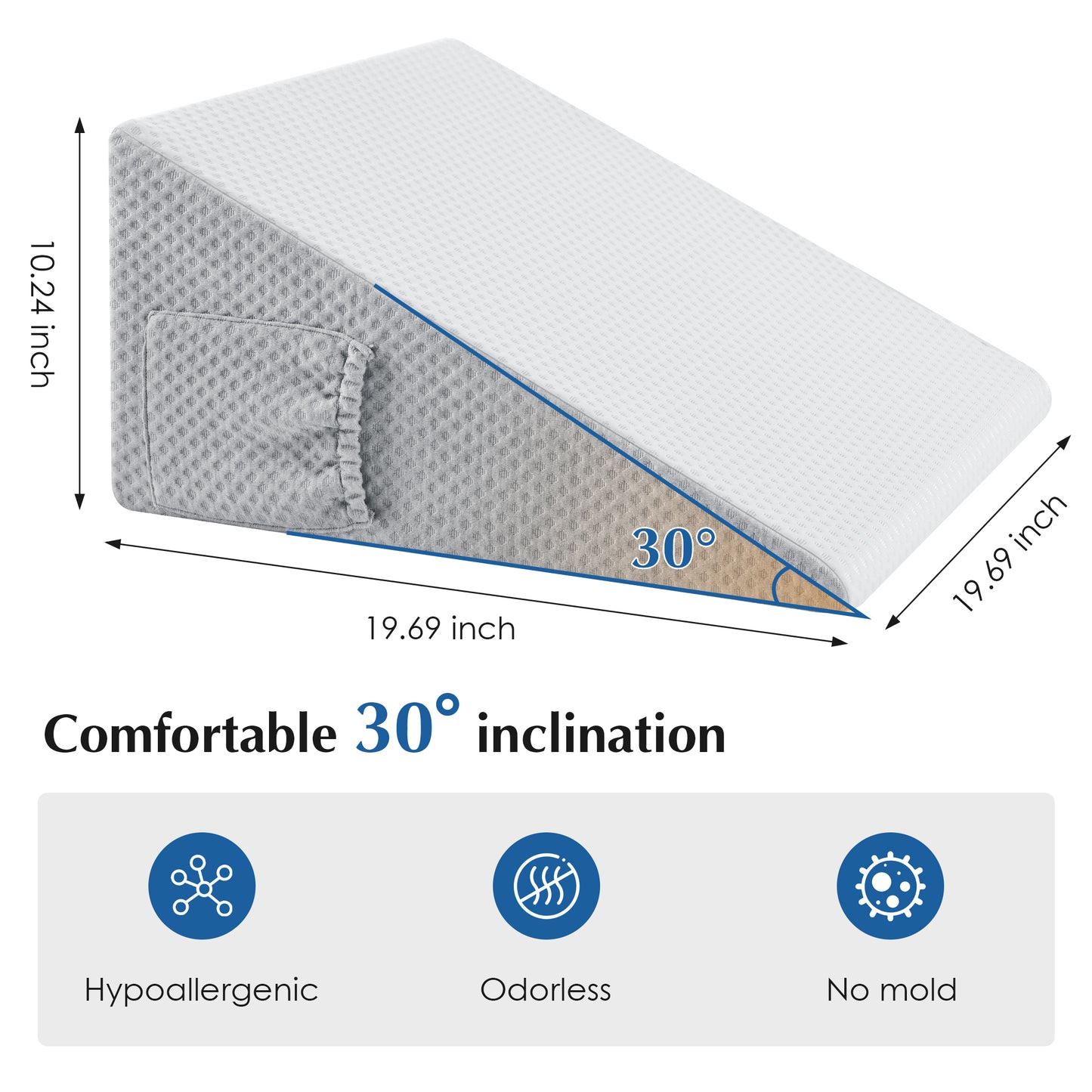 MOONORAH Wedge Pillow for Sleep Apnea, Bed Wedge Pillows for Headboard Triangle Memory Foam Removable Washable Cover for Acid Reflux Relief Sleeping Snoring Back Pain Heartburn