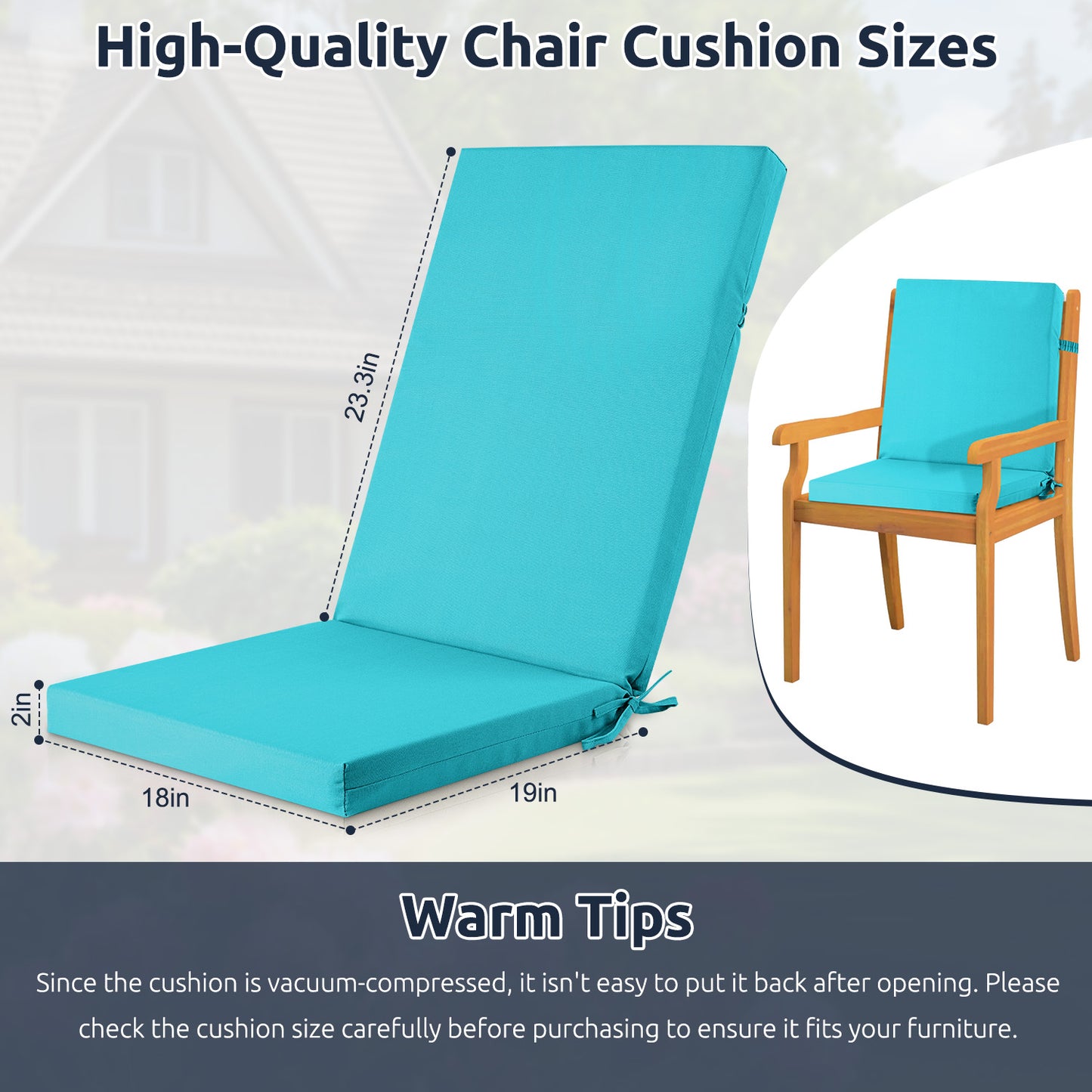 MOONORAH Outdoor Chair Cushions, Patio Seat Cushions Outdoor Chair Pads, 42"L x 18"W Rectangle Waterproof Outdoor Chair Cushion Garden Sofa Couch Chair Pads, Premium Comfortable, Peacock Blue