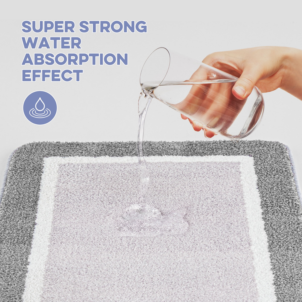 Onekawa Bath Mat - Soft Absorbent Microfiber Non Slip - 16 x 24 in Gray