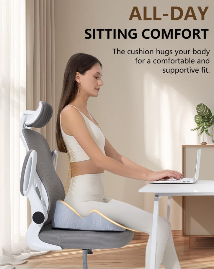 WANALIT Seat Cushion, Breathable Butterfly Memory Foam Coccyx Cushion, Adjustable Back Strap, Tailbone & Sciatica Pain Relief Pad for Long Sitting - Car, Desk, Wheelchair（Black）