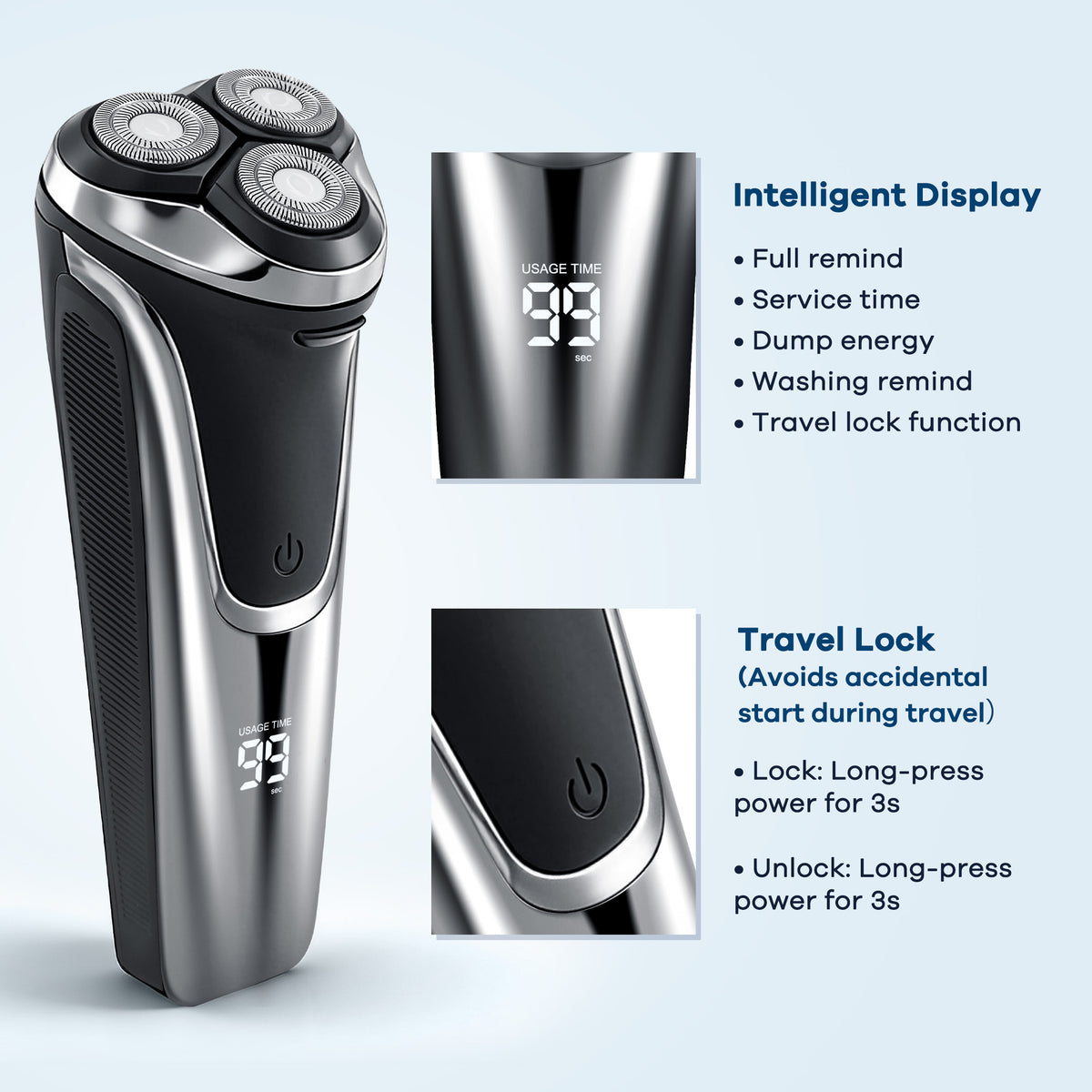 WANALIT Electric Razor for Men - Wet Use Rotary Shaver with Pop-Up Trimmer