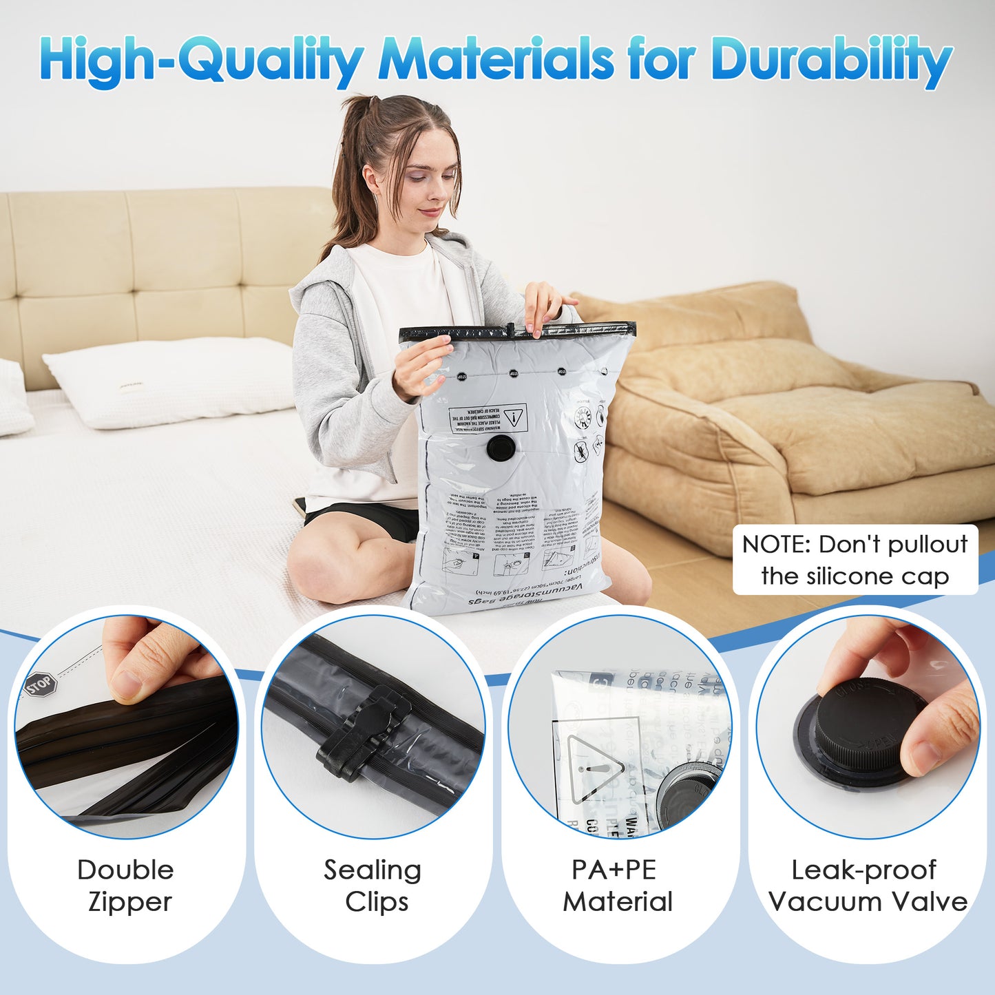 LAFAYTTE Vacuum Storage Bags with Electric Air Pump, 10 Pack Vacuum Seal Bags, Space Saver Vacuum Storage Bags for Clothes, Blankets, Comforters