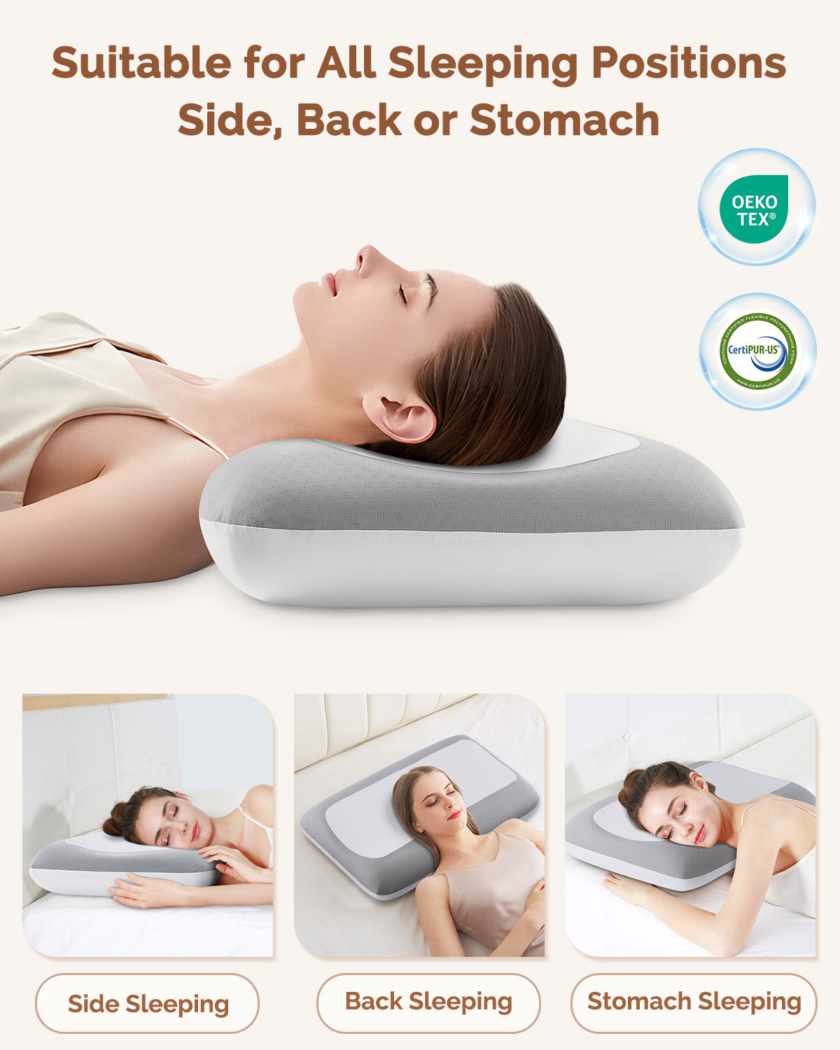 D O N A M A Cervical Memory Foam Pillow for Sleeping, Ergonomic Neck Support Pillow with Cooling Breathable Pillowcase, Contour Pillow for Side, Back & Stomach Sleepers – Ultra Soft Deep Sleep Pillow