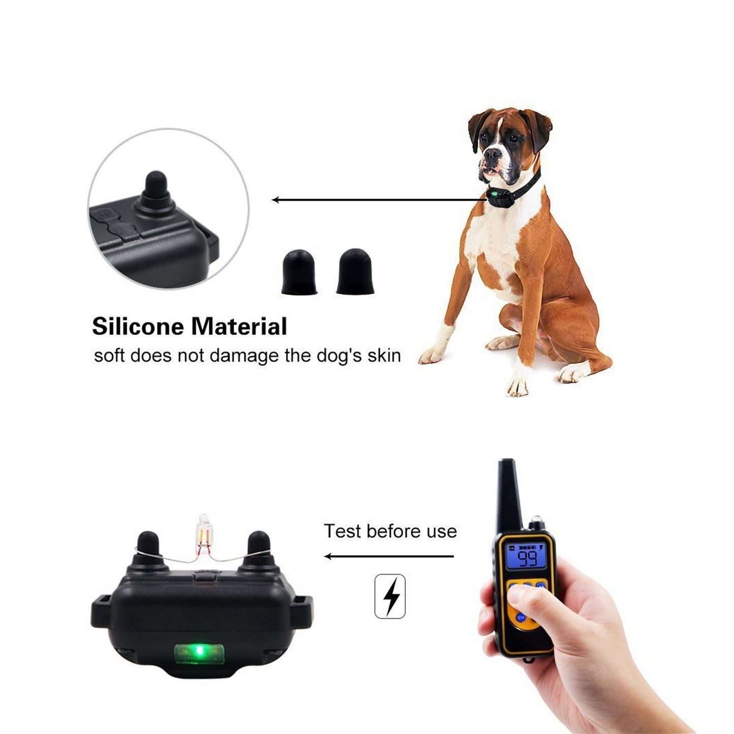 WANALI Dog Training Collar with Remote - 2600ft Range Shock Collar for Small, Medium & Large Dogs, IP68 Waterproof Rechargeable Bark Collar with 3 Modes (Beep/Vibration/Shock), LED Light