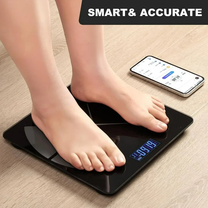 MOONORAH Scale for Body Weight and Body Fat, Smart Digital Bathroom Scale Body Composition Monitor for BMI Fat Muscle with App, High Precision Bluetooth Weight Scale Body Fat Scale, 400lb, Black