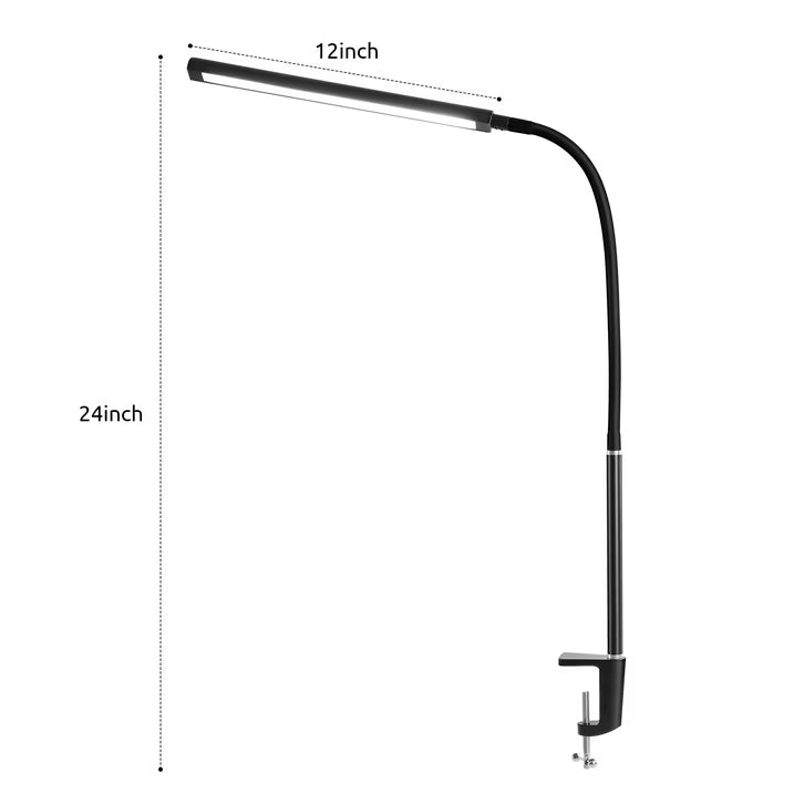 Onekawa LED Clip-On Desk Lamp - Adjustable Gooseneck, Touch Sensor - Black