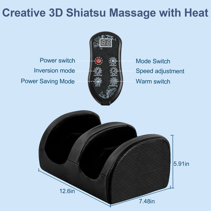 MOONORAH Foot Massager Machine with Heat & Foot Roller,Deep Tissue Massager for Plantar Fasciitis,Wired Remote, Gifts for Women Men(Black)