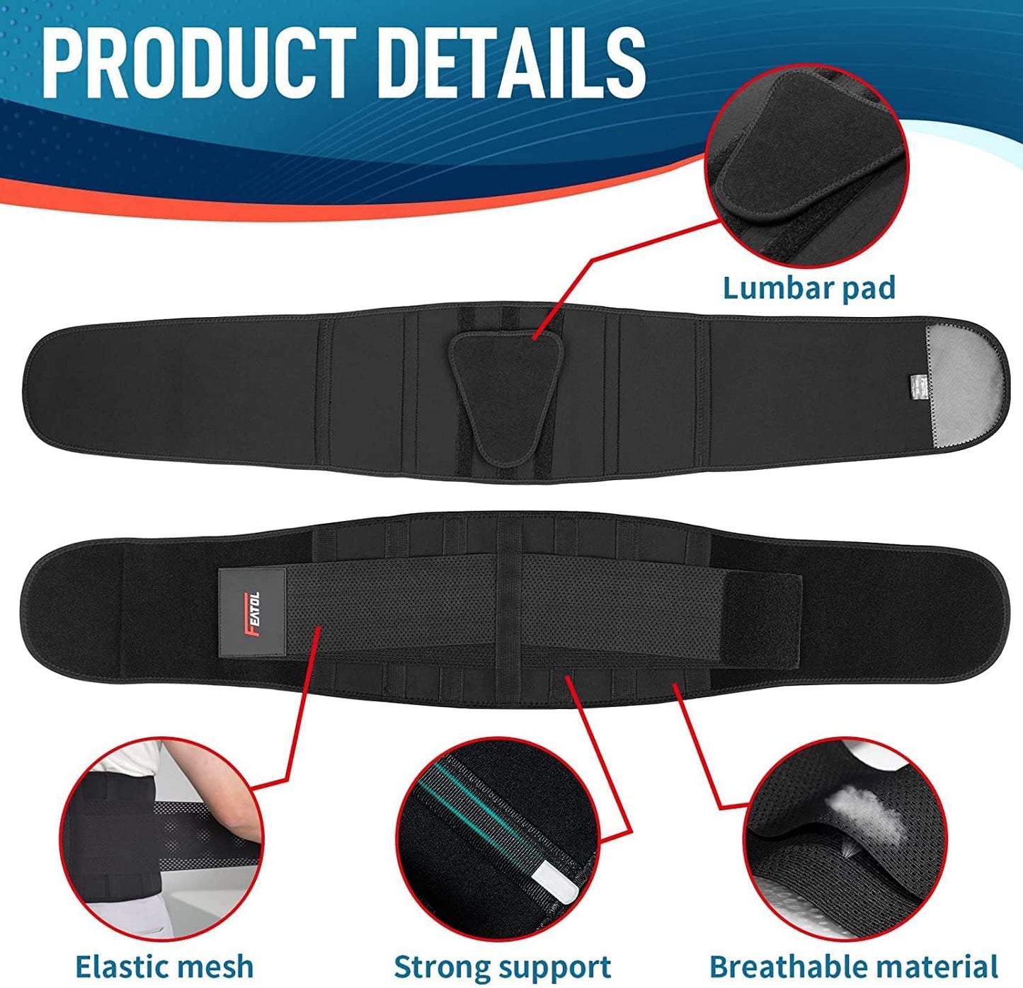 OTDLIGHT Back Brace , Lower Back Pain Relief with an Adjustable and Breathable Design, Back Lumbar Support Belt for Men and Women for Herniated Disc Scoliosis Sciatica Herniated Disc-Black(XXL)