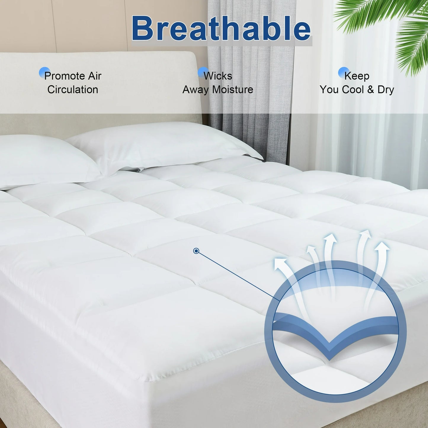 MOONORAH King Mattress Topper, Extra Thick Mattress Pad Cover for Back Pain with 8-21" Deep Pocket, White