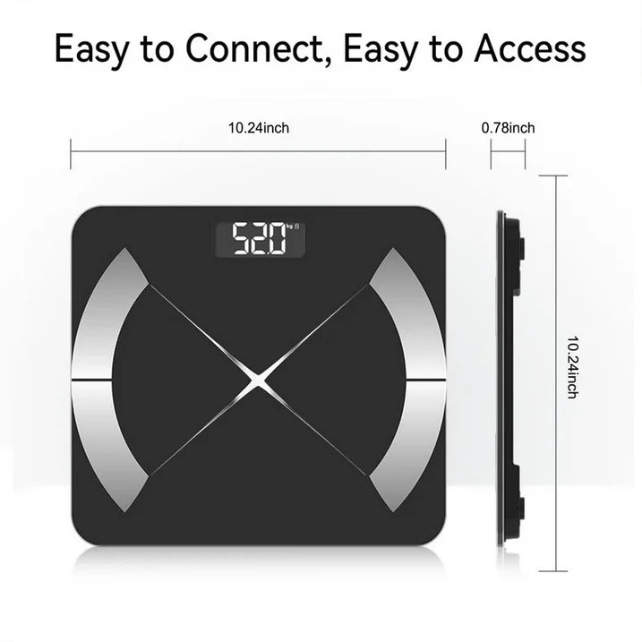 MOONORAH Scale for Body Weight and Body Fat, Smart Digital Bathroom Scale Body Composition Monitor for BMI Fat Muscle with App, High Precision Bluetooth Weight Scale Body Fat Scale, 400lb, Black