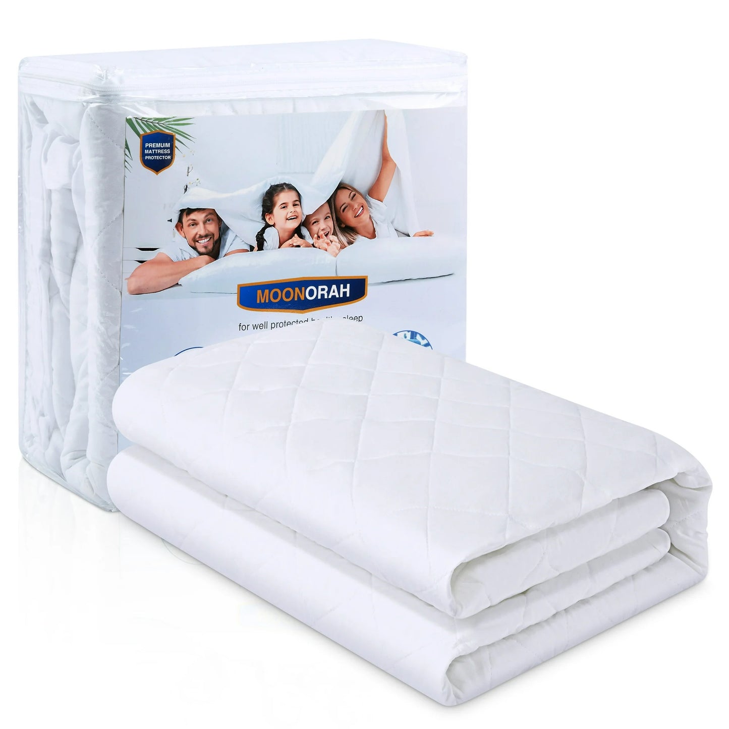 MOONORAH Waterproof Mattress Protector Queen Size Bed Mattress Pad Cover, Bed Cover 3D Air Fabric Cooling Fitted Mattress Ultra-Soft Breathable with 8''-21'' Deep Pocket Fits - White