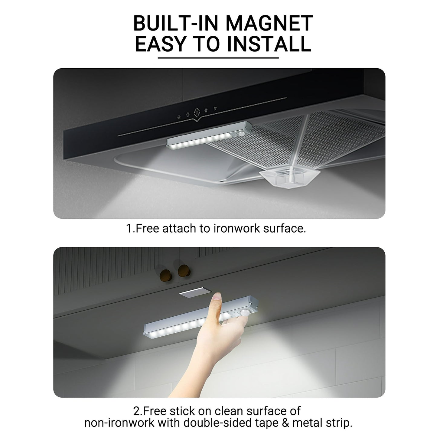 LOFTER-PRO 3 Pack Motion Sensor Light Wireless 10 LED Under Cabinet Lighting Night Light Bar Safe Lights for Kitchen Wardrobe Closets Cupboard Stairs