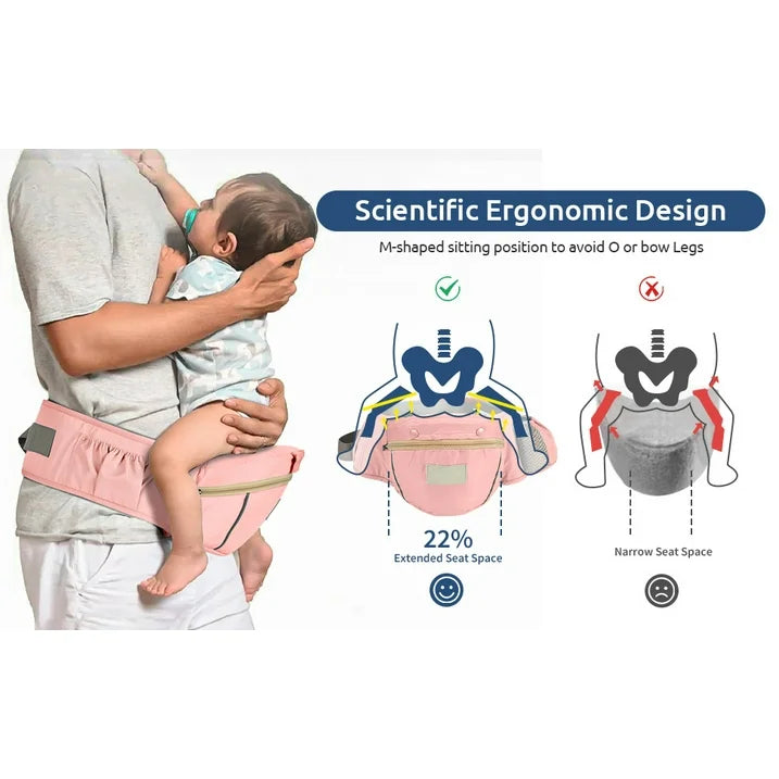 MOONORAH Baby Carrier with Hip Seat, Ergonomic M Position 6 in 1 Baby Wraps Carrier Adjustable Holder Newborn to Toddler with Head Support and Breathable Mesh Pink