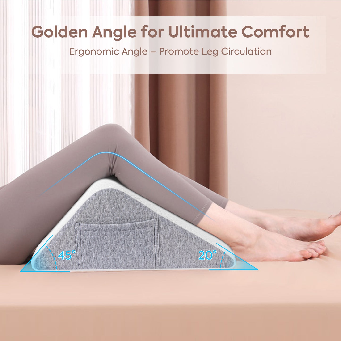 WANALIT Knee Wedge Pillow for Back Sleepers, Triangle Leg Elevation Cushion for Hip, Knee & Tailbone Pain Relief, Post-Surgery Support Pillow – White