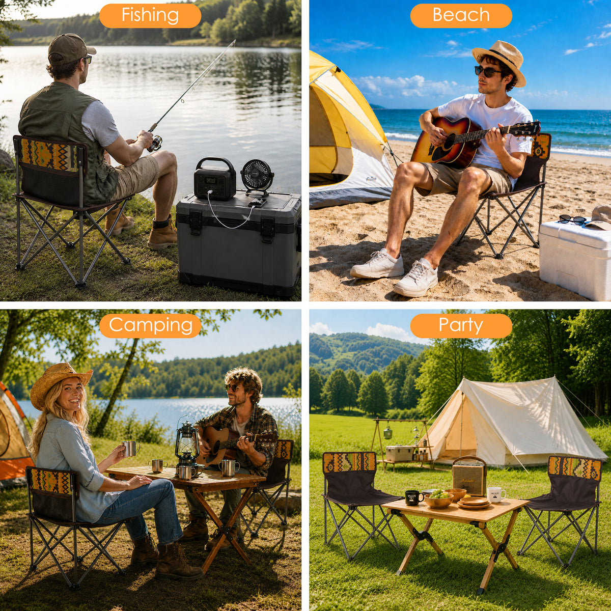 MOONORAH Camping Chair, Folding Portable Camping Chairs, Lightweight Compact Folding Chair Mesh for Outdoor Camp Travel Beach Picnic Festival Hikin with Side Pocket, Storage Bag, Brown