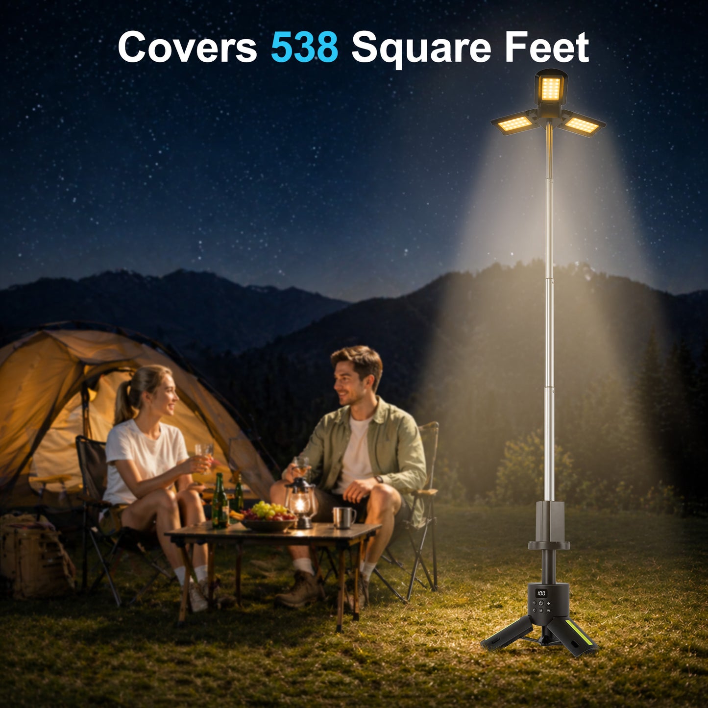 LAFAYTTE Telescopic Camping Lights, Rechargeable Camping Lantern with Stand, 12000mAh IPX5 Waterproof Outdoor Camping Lanterns Work Light for Emergency Use