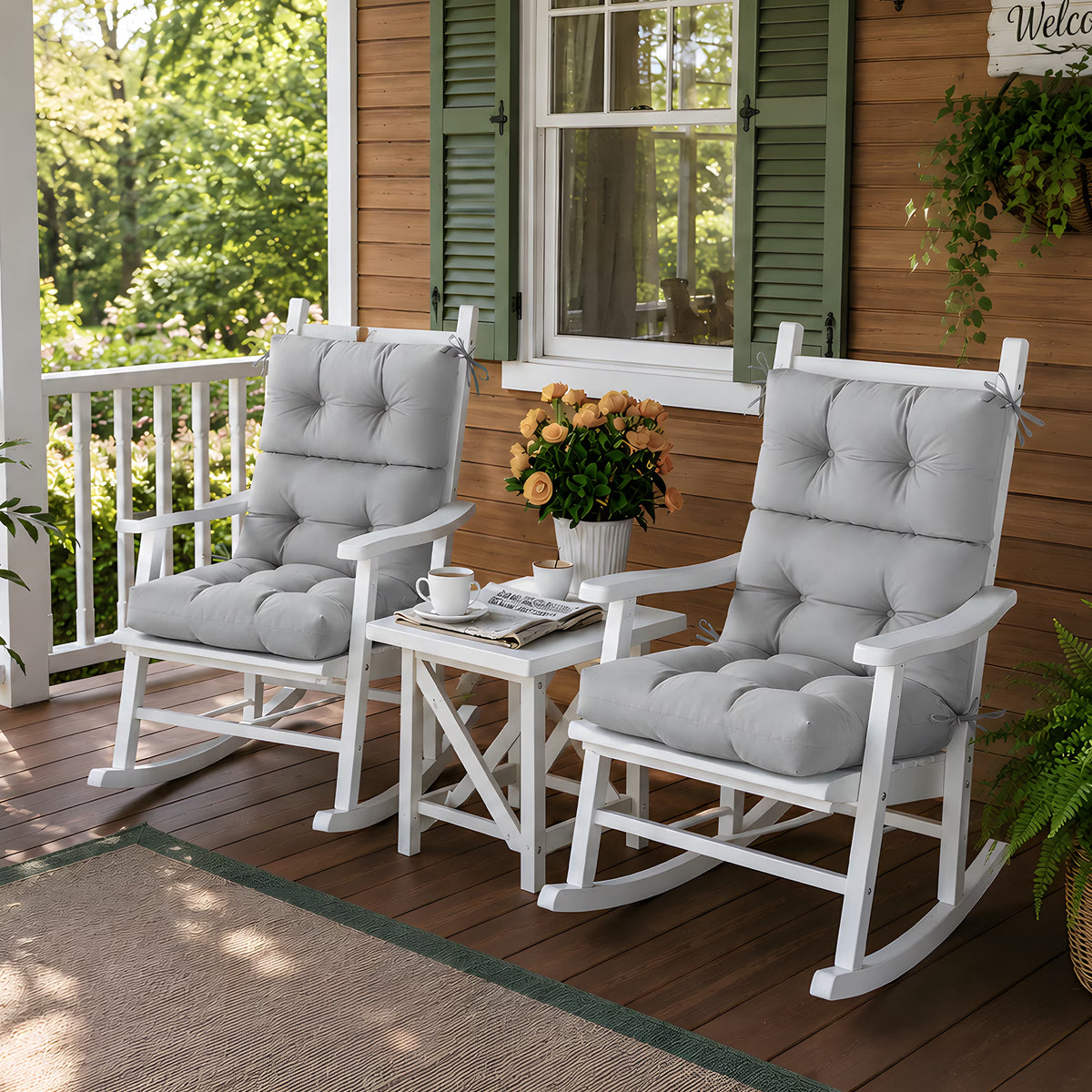 Panpaddle Outdoor Rocking Chair Seat and Back Cushion - Waterproof - 44 x 22 in