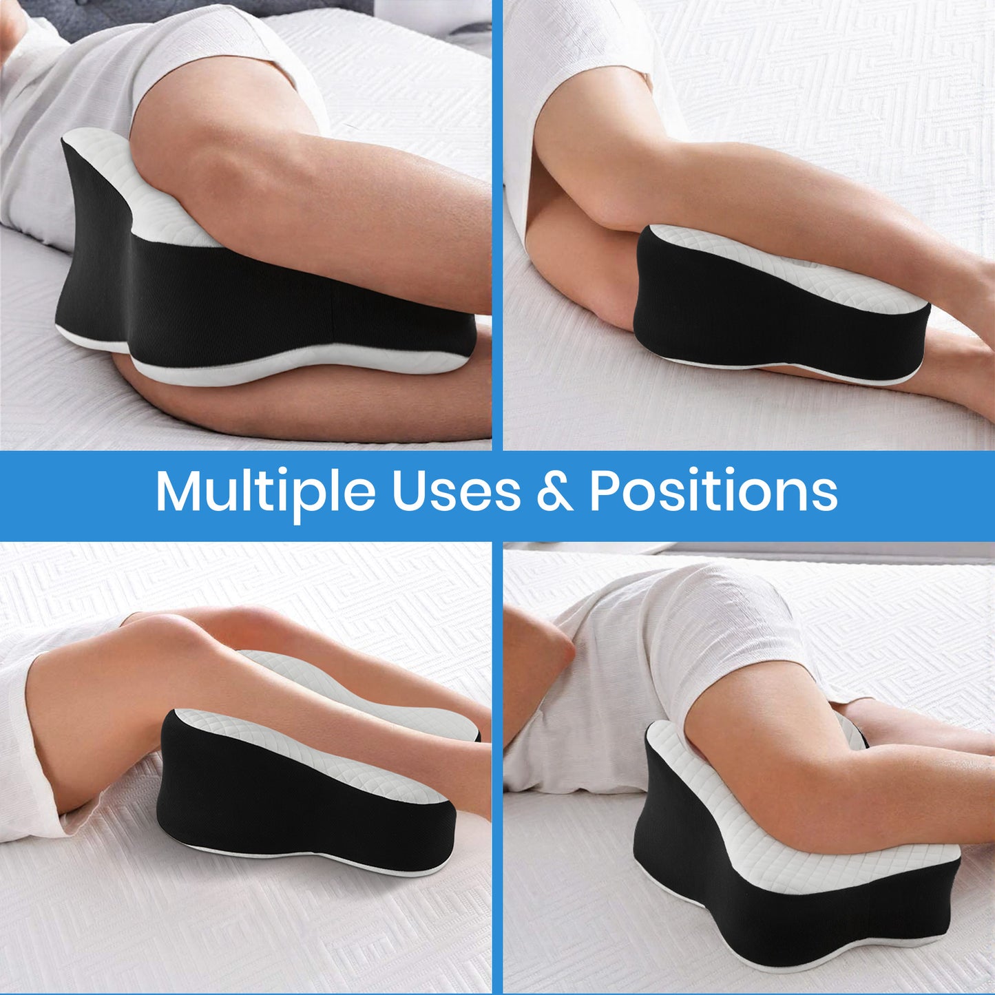 KAIPARA Knee Pillow for Side Sleeper, Memory Foam Leg Pillow for Side Sleeping, Sciatica Pain Relief Pillow, Spine Alignment Pillow for Hip, Back, Joints Pain Relief