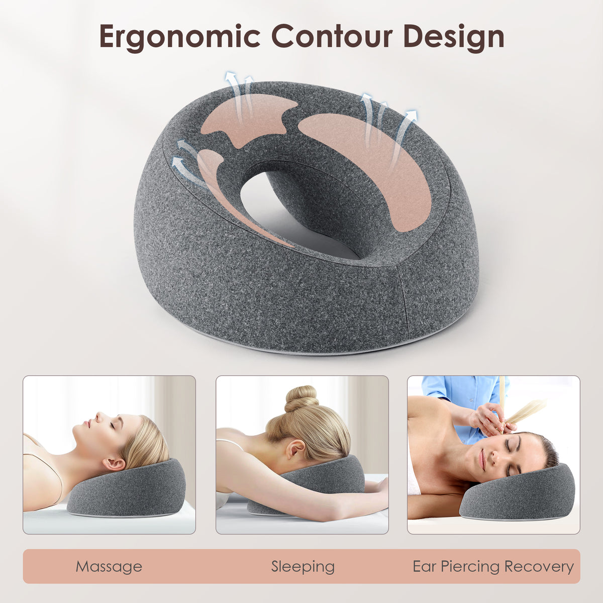 KAIPARA Face Down Pillow Massage Headrest for Bed, Memory Foam Pillow Face Cradle Support for Stomach Sleepers, Eye Post-Surgery Recovery and Spa Treatments