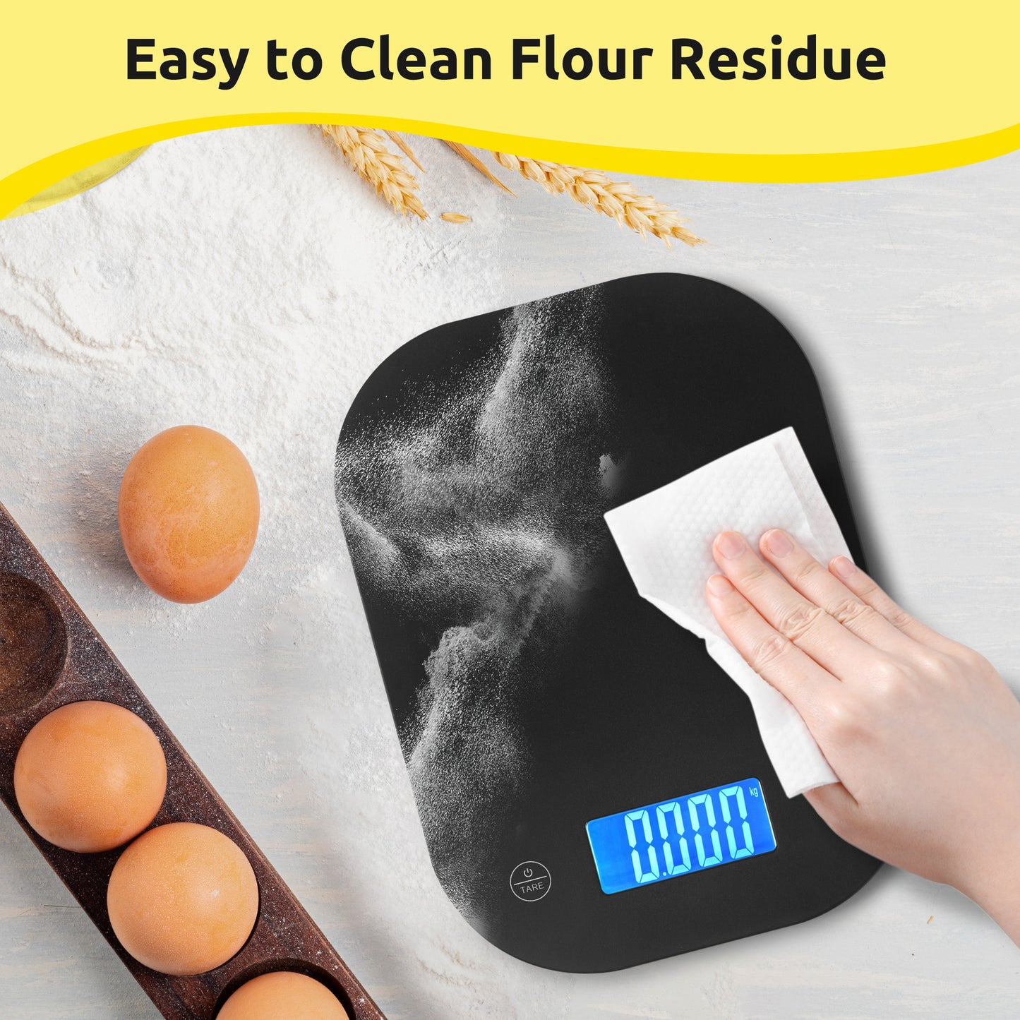 MOONORAH Digital Kitchen Scale, Food Grams Weight and Ounces Scales with Nutritional Timer, Smart App Coffee Scale for Weight Loss, Baking Cooking, Meal Prep, LCD Display, Black, 33LB/15KG