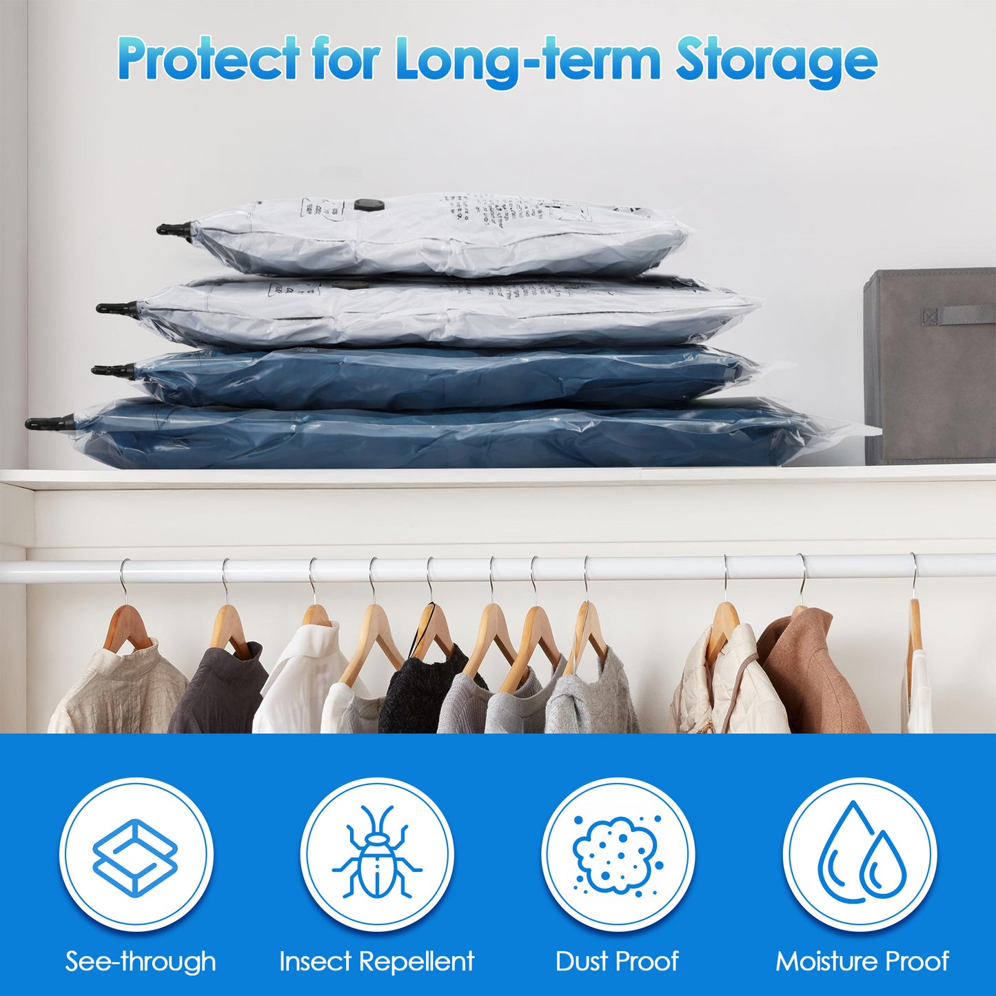 LAFAYTTE Vacuum Storage Bags with Electric Air Pump, 10 Pack Vacuum Seal Bags, Space Saver Vacuum Storage Bags for Clothes, Blankets, Comforters