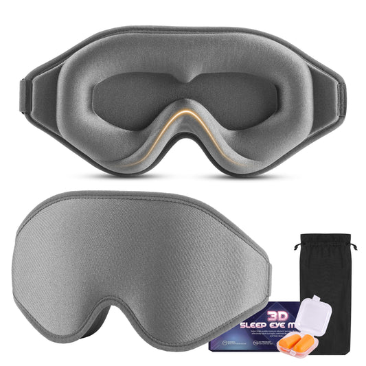 MOONORAH Sleep Eye Mask, 3D Contoured Eye Covers, 100% Light Blocking with Adjustable Strap, Sleeping Mask for Side Sleeper Men Women Memory Foam, Grey