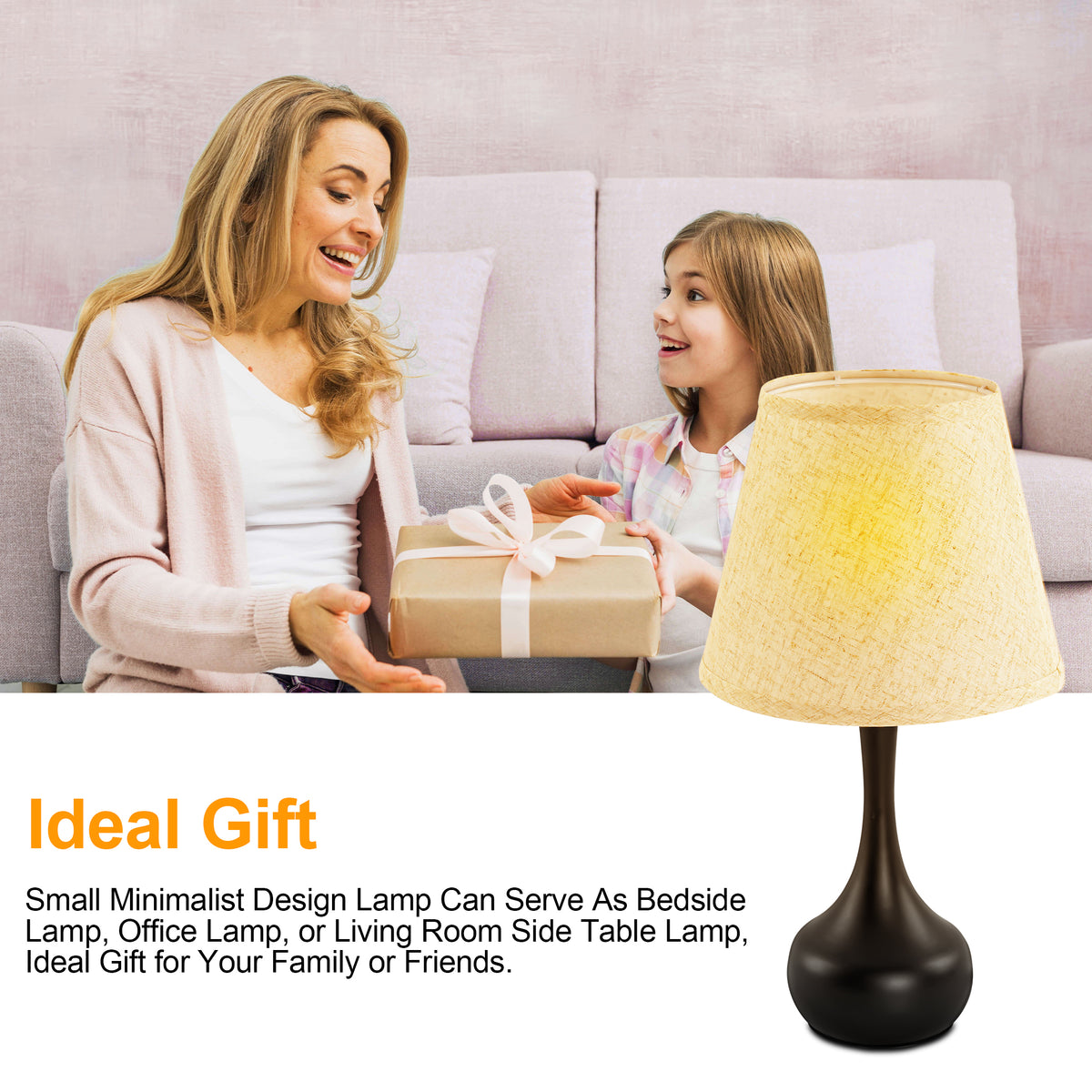 LOFTER-PRO Touch Table Lamp Bedside Style - 3-Way Dimmable Touch LED Bulb Included