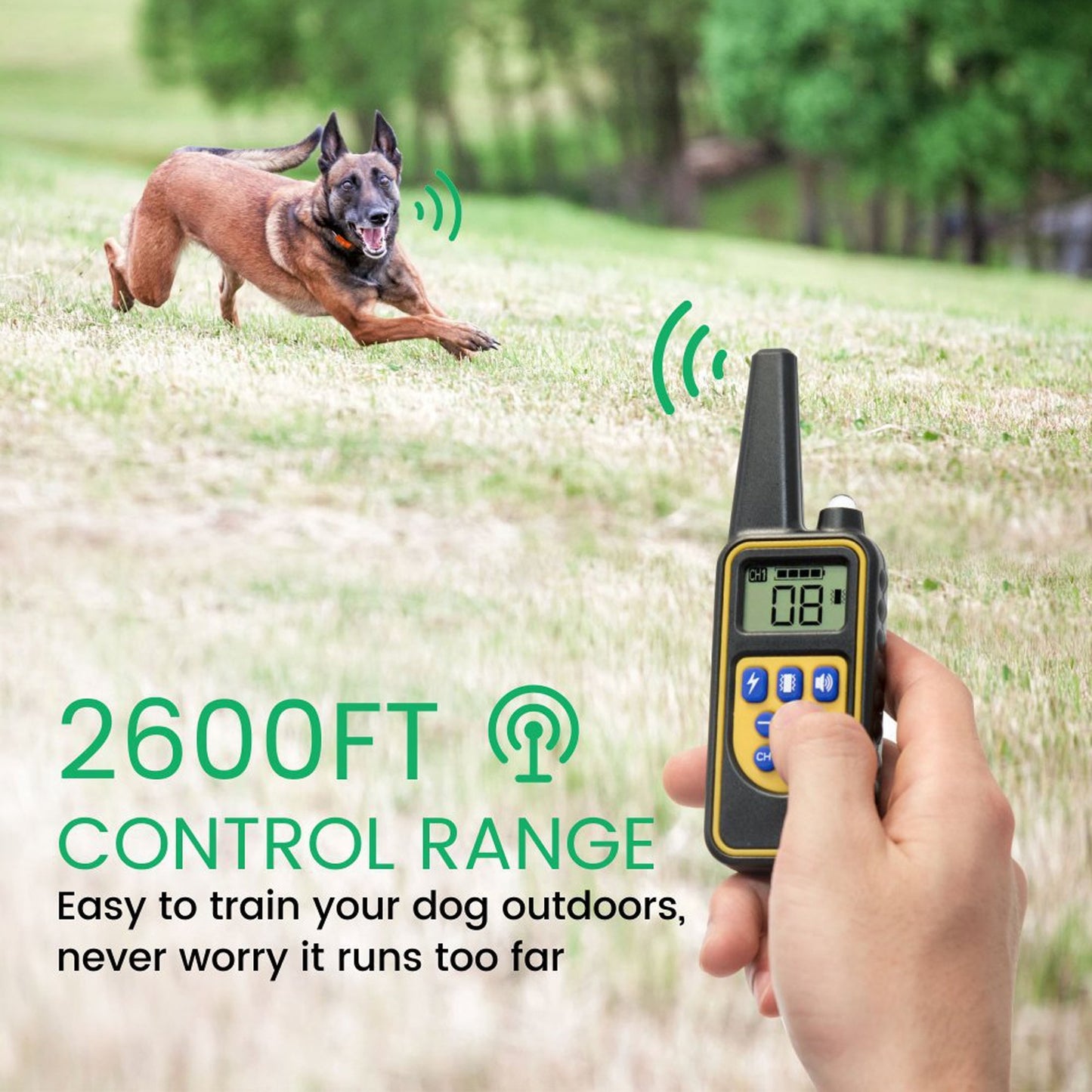WANALI Dog Training Collar with Remote - 2600ft Range Shock Collar for Small, Medium & Large Dogs, IP68 Waterproof Rechargeable Bark Collar with 3 Modes (Beep/Vibration/Shock), LED Light