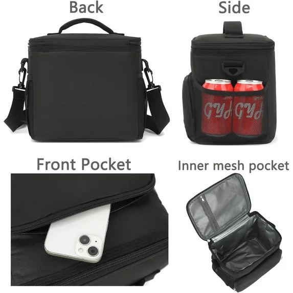 Onekawa Insulated Lunch Box for Men & Women,Leakproof Thermal Lunch Bag,Black