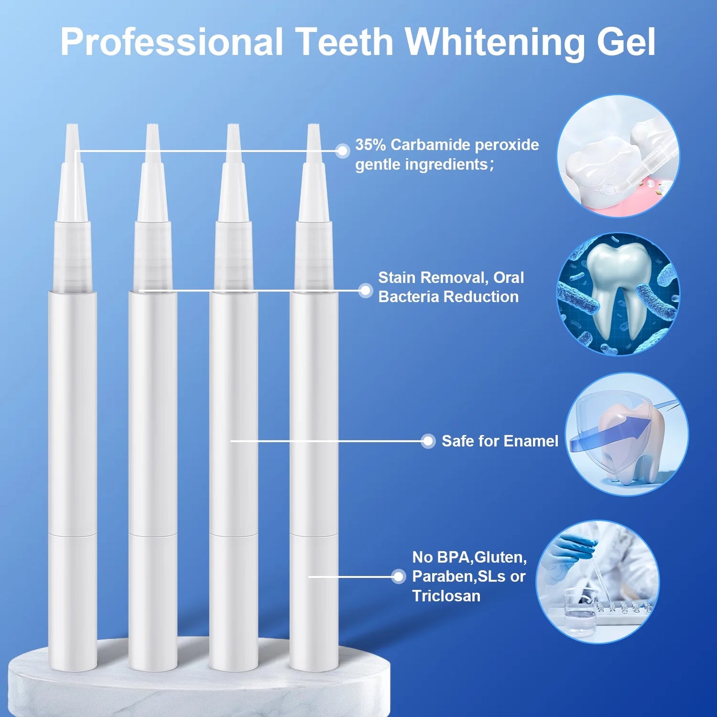 MOONORAH Teeth Whitening Kit, Teeth Whitening Light with Mouth Trays with 16 Accelerator LED light, 4 Teeth Whitening Gel for Sensitive Teeth, Professional Level Whitening Set, Rechargeable