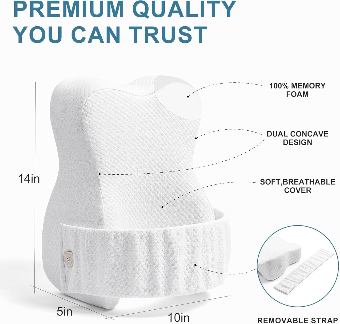 KAIPARA Knee Pillow for Side Sleepers, Memory Foam Knee Support Pillow, Comfortable Leg Pillow for Side Sleeping with Adjustable Strap,Relief for Sciatica, Back, HIPS, Knees, Joints