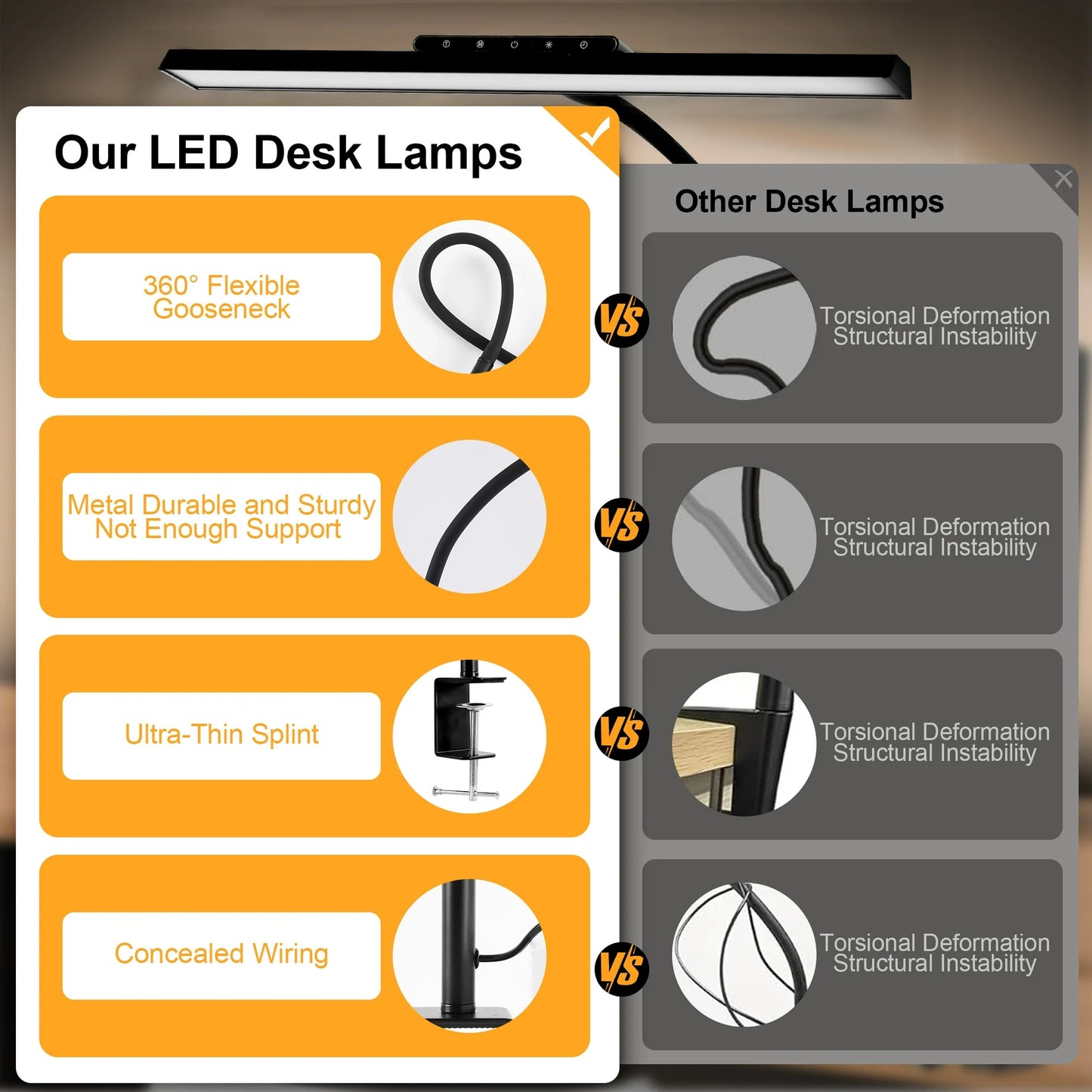 LOFTER-Pro LED Desk Lamps with Clamp, Architect Table Lights for Home Office, 3 Colors Stepless Dimming, Long Flexible Gooseneck Table Lamp with Touch Control and Remote Control, Black