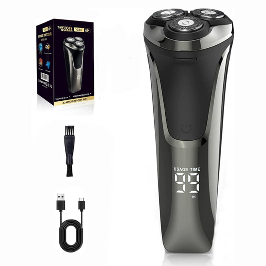 WANALIT Electric Razor for Men Cordless – Wet/Dry Waterproof Shaver with Pop-Up Trimmer, USB Rechargeable Rotary Razor for Beard & Facial Hair, Comfortable Grooming Gift for Him