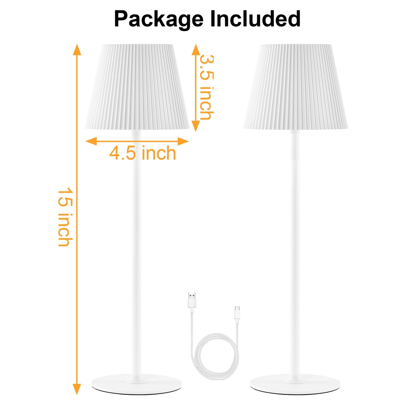 LOFTER-Pro 15" Desk Lamp with Metal Base, 2 Pack Rechargeable Dimmable Light, 3-Color Stepless Dimming for Bedroom and Office