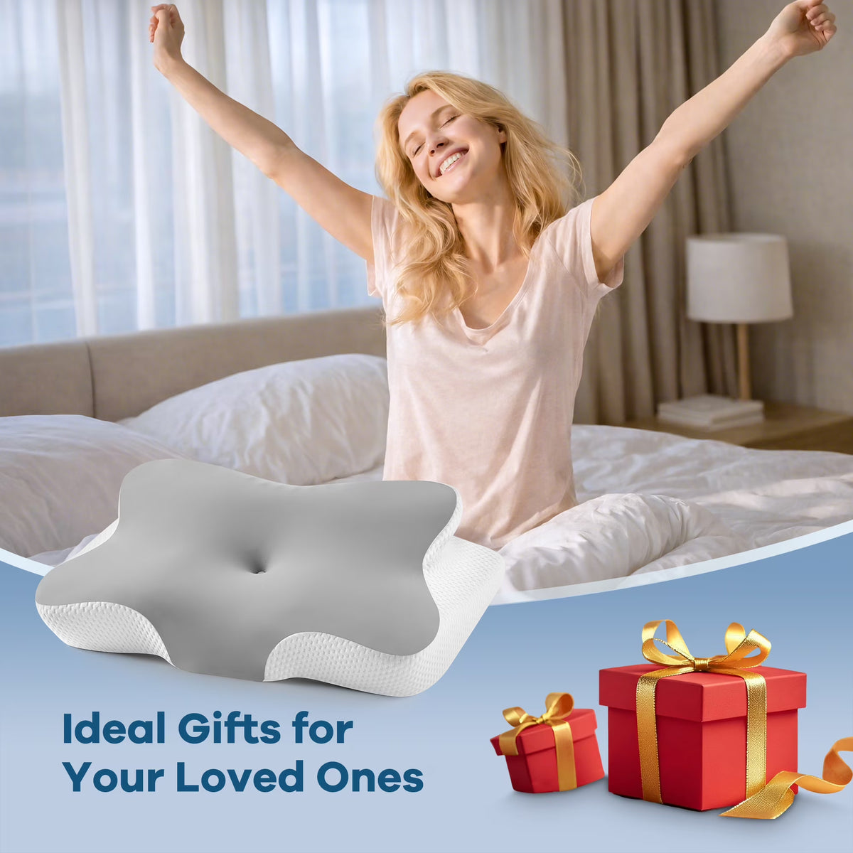 MOONORAH Orthopedic Butterfly Cervical Pillow - Memory Foam for Side Sleepers - Standard