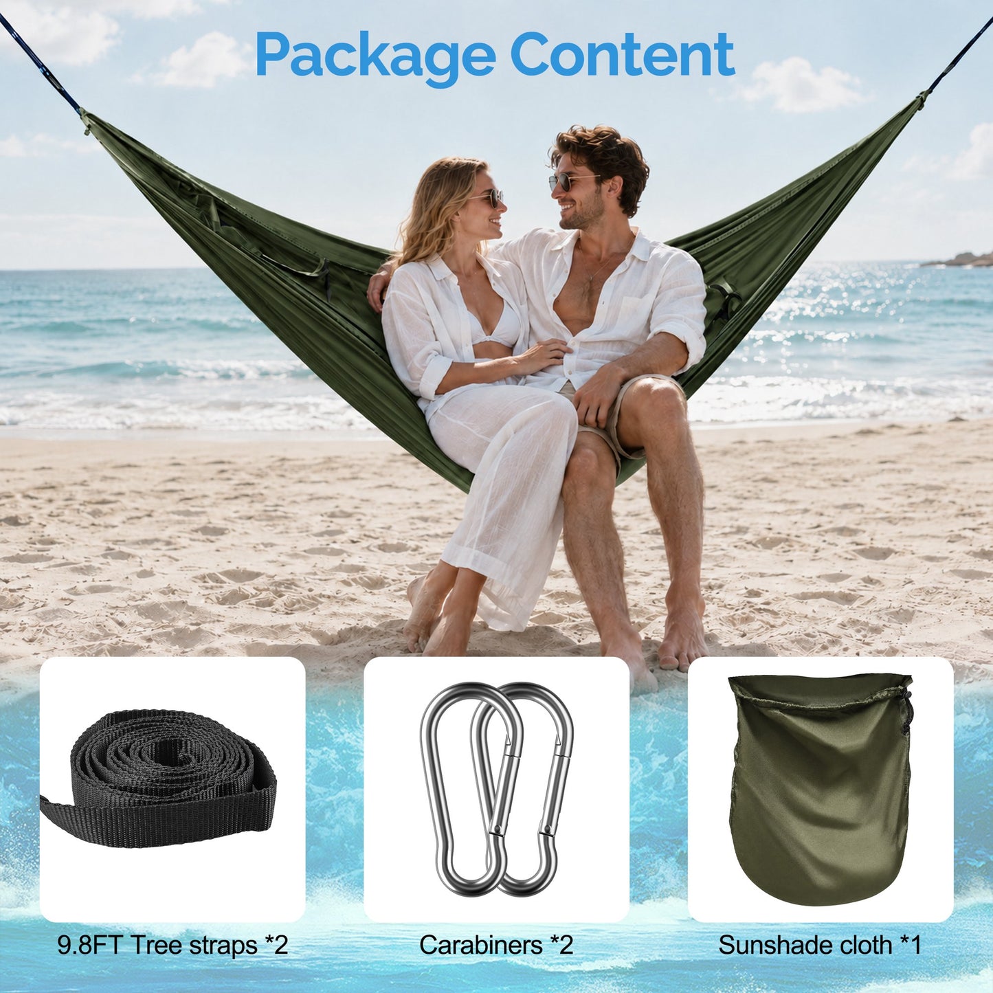 MOONORAH Portable Camping Hammock with Sun Shade Canopy, Lightweight Breathable Hammock with Storage Bag (Olive Green)